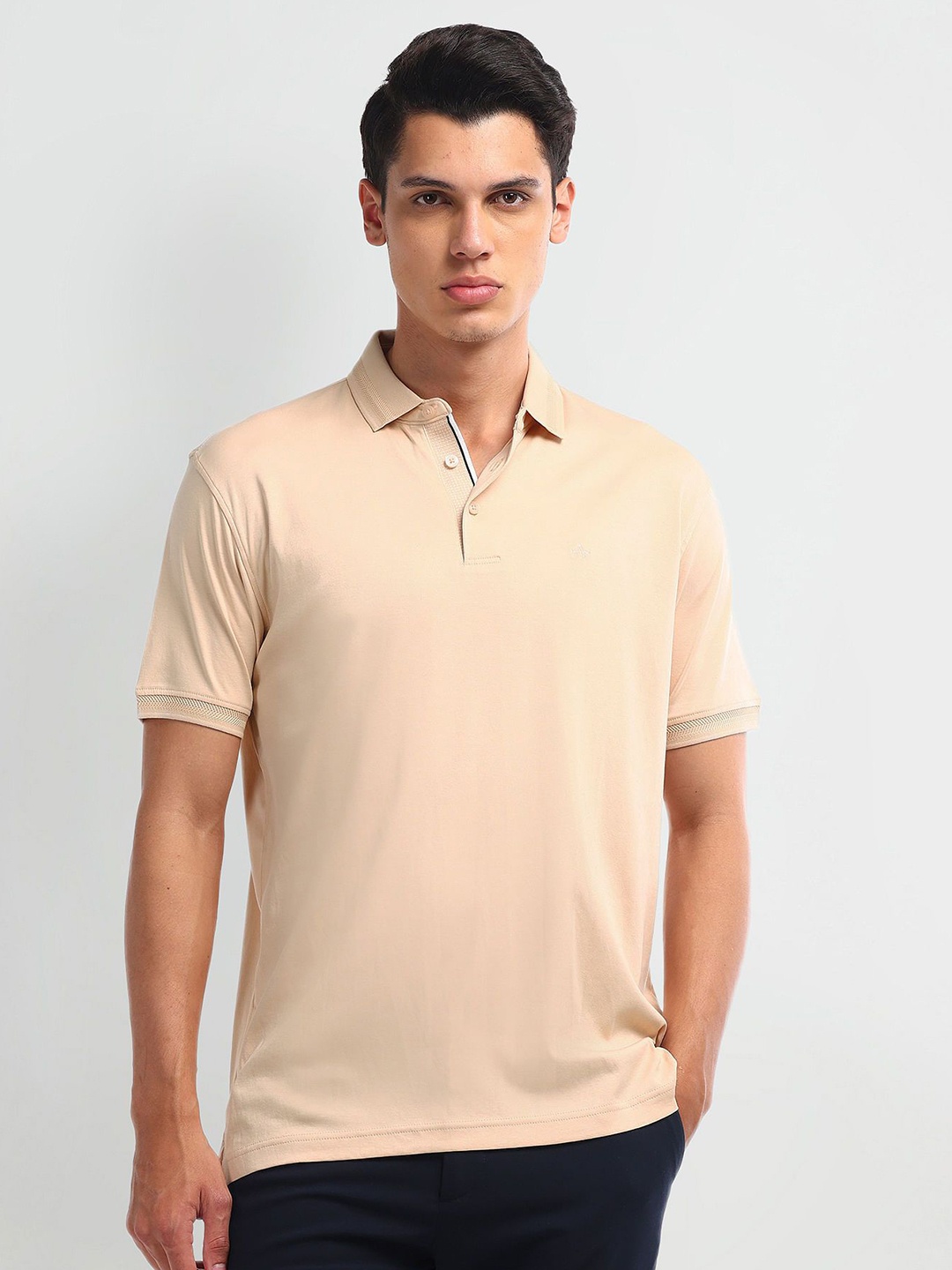 

Arrow Men Solid Polo Collar Pure Cotton T-shirt, Beige