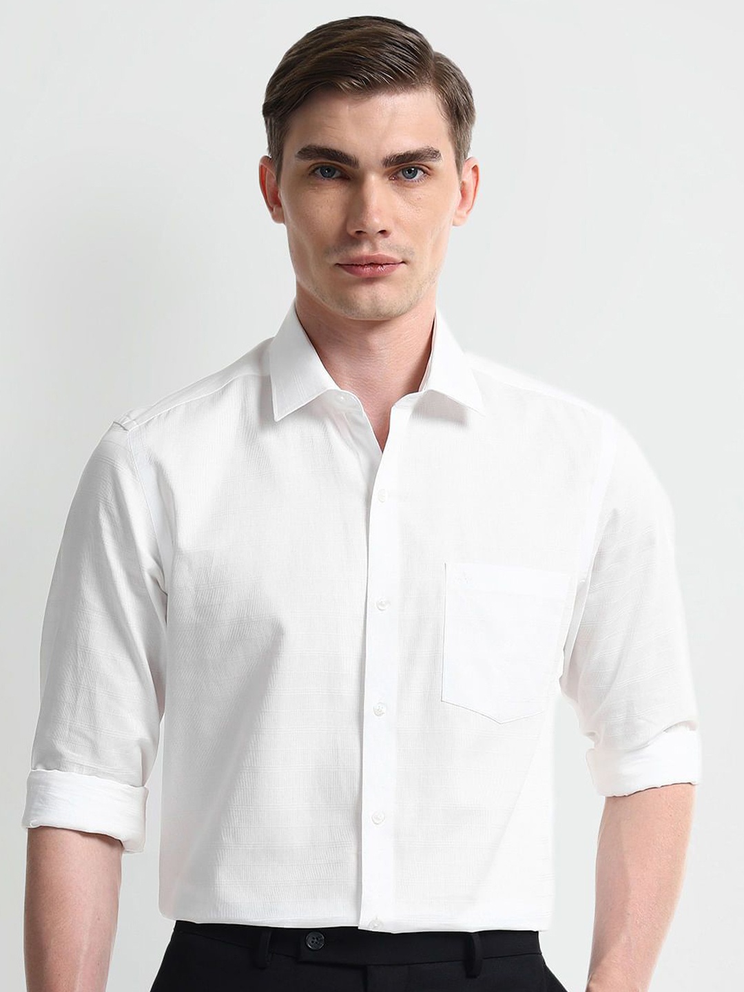 

Arrow Men Slim Fit Spread Collar Textured Cotton Formal Shirt, White