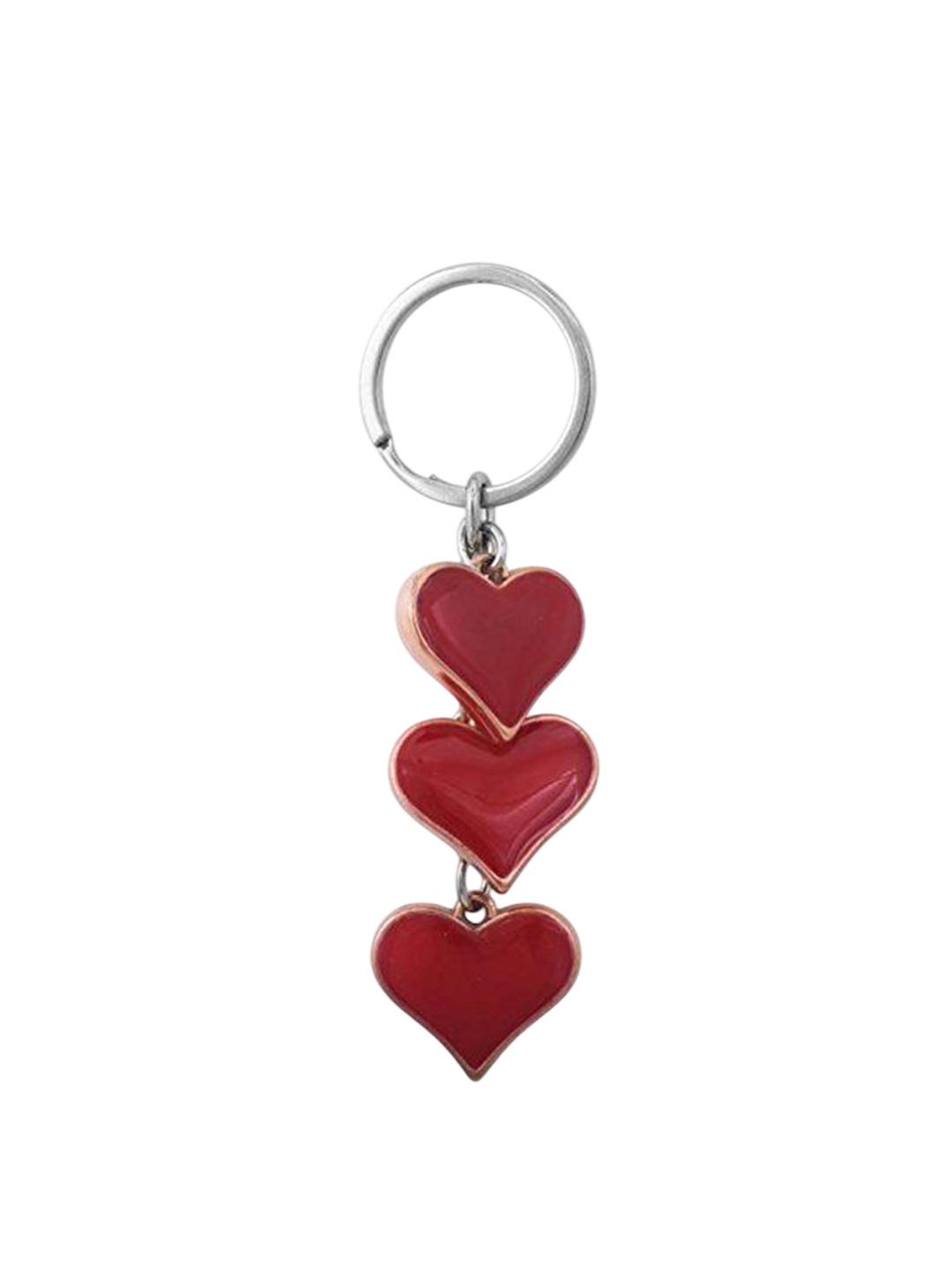 

MEMOIR Triple Hearts Key Chain, Red