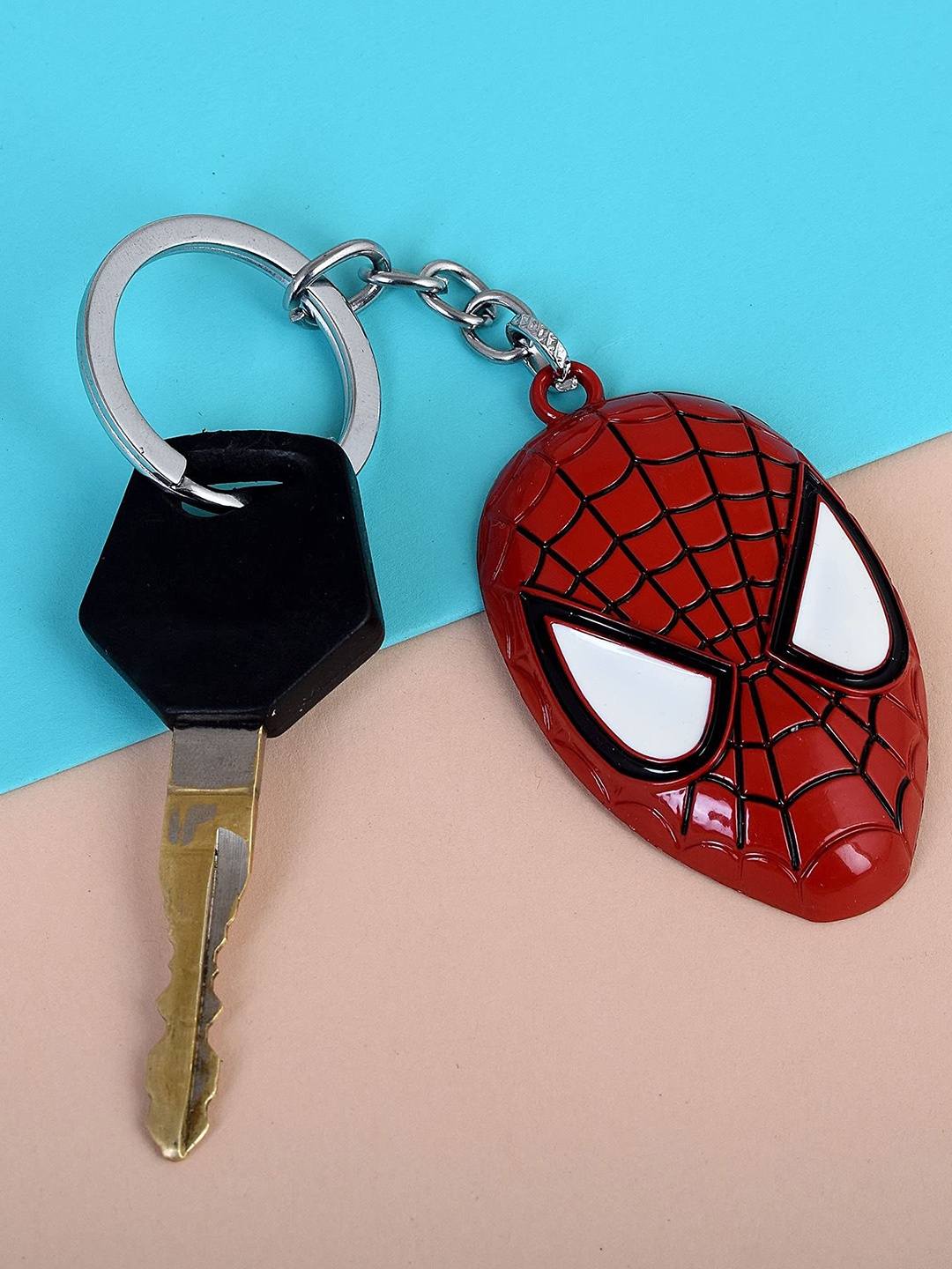 

MEMOIR Heavy Spiderman head Key Chain, Silver