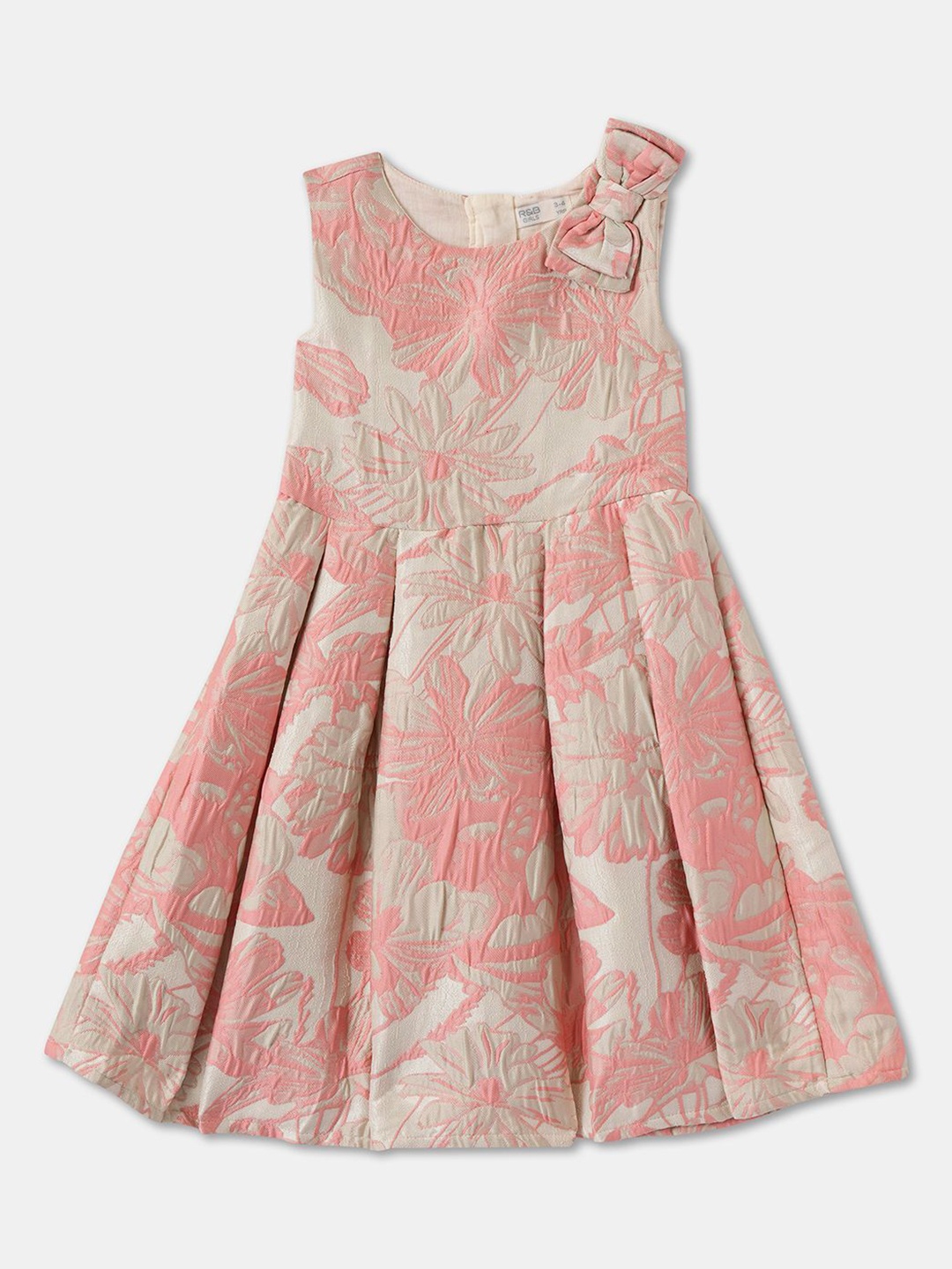 

R&B Girls Floral Printed Fit & Flare Dress, Pink