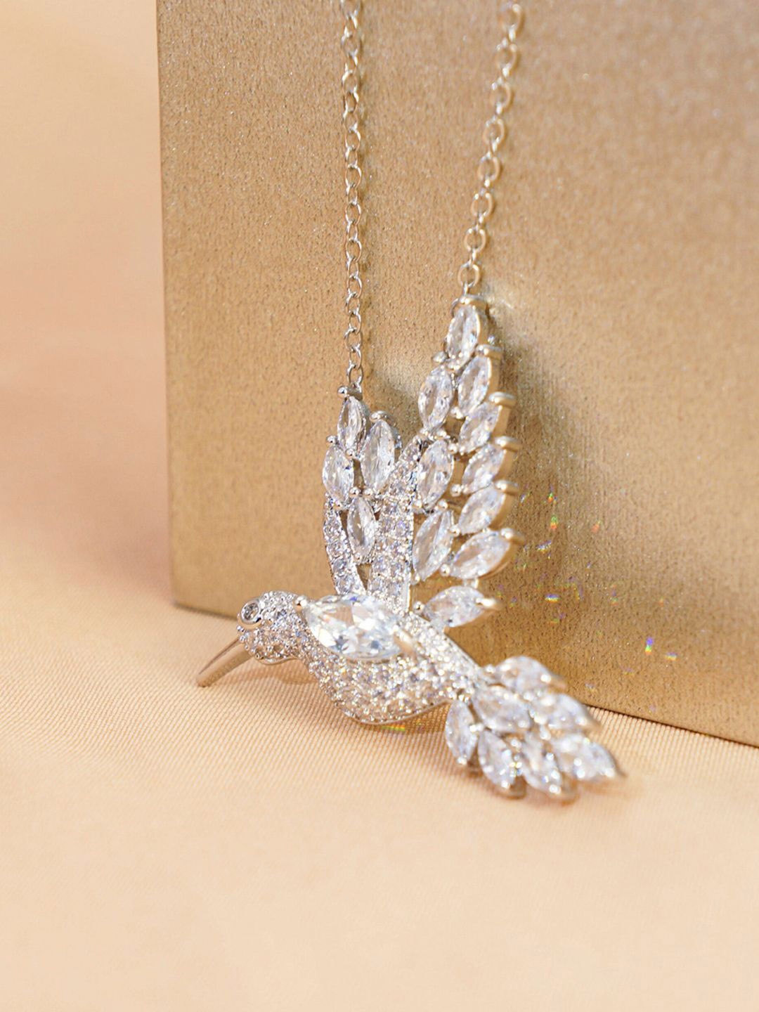 

Designs & You Silver-Plated Artificial Stones Pendants with Chain