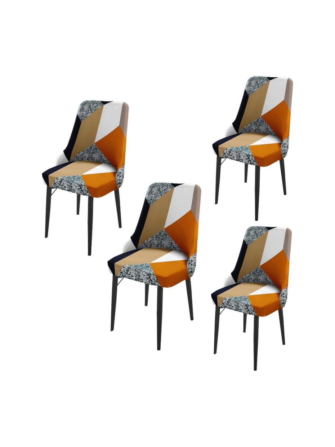 

HOUSE OF QUIRK Beige & White 6 Pieces Printed Wingback Side Chair Covers