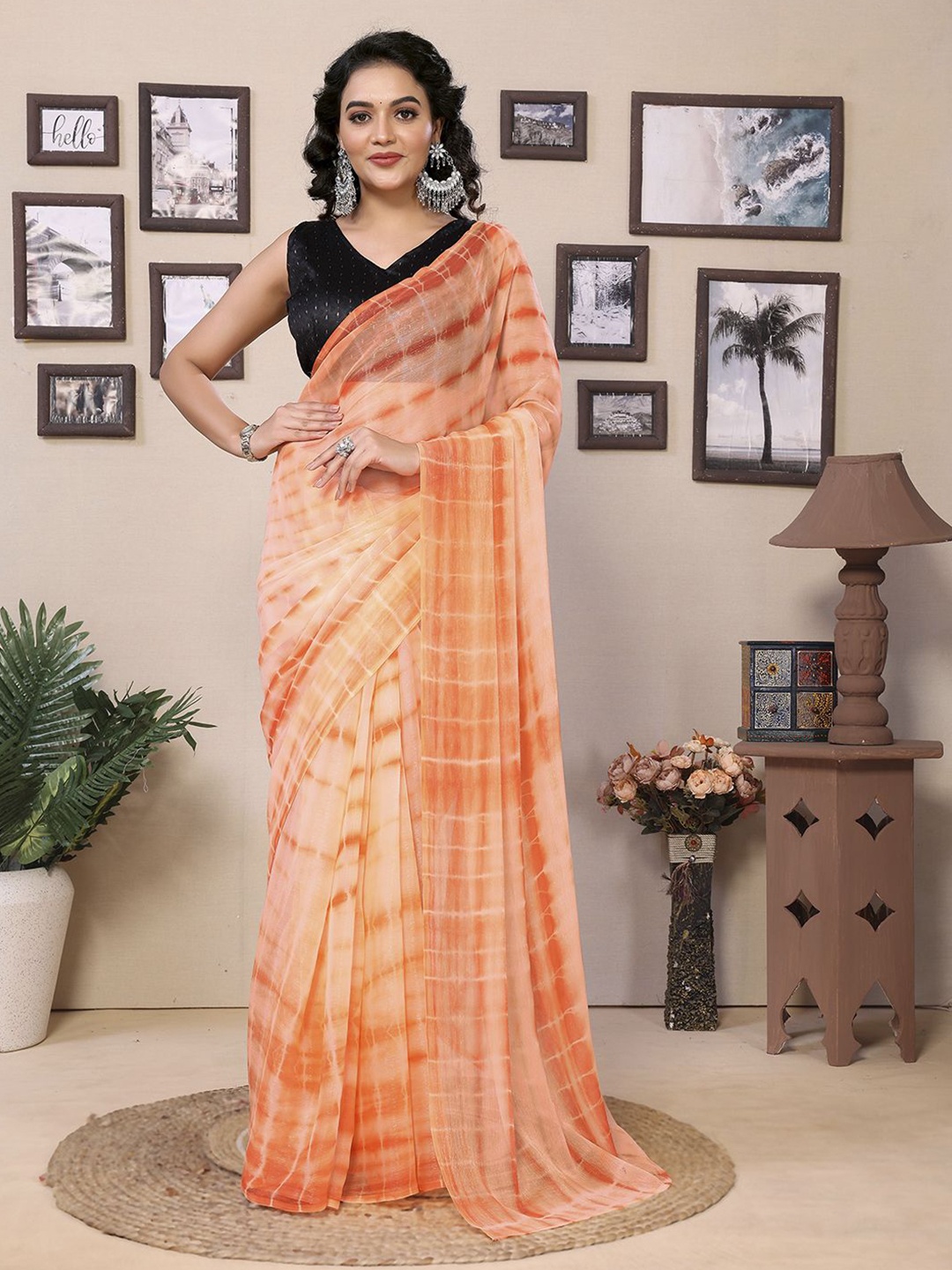 

Mitera Tie and Dye Ready to Wear Saree, Orange