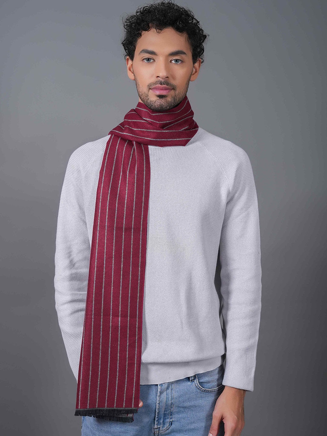 

Tossido Unisex Striped Muffler, Red