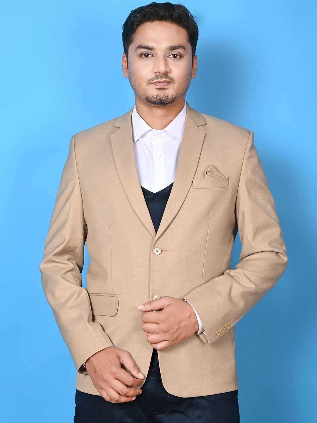 

BAESD Notched Lapel Single Breasted Casual Blazers, Beige