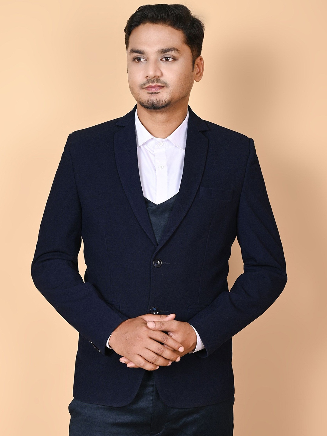 

BAESD Notched Lapel Single Breasted Party Blazers, Navy blue