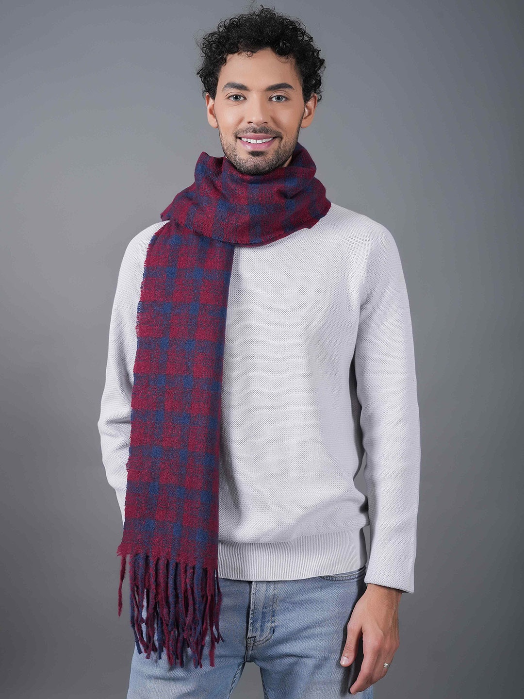 

Tossido Unisex Checked Acrylic Mufflers, Maroon