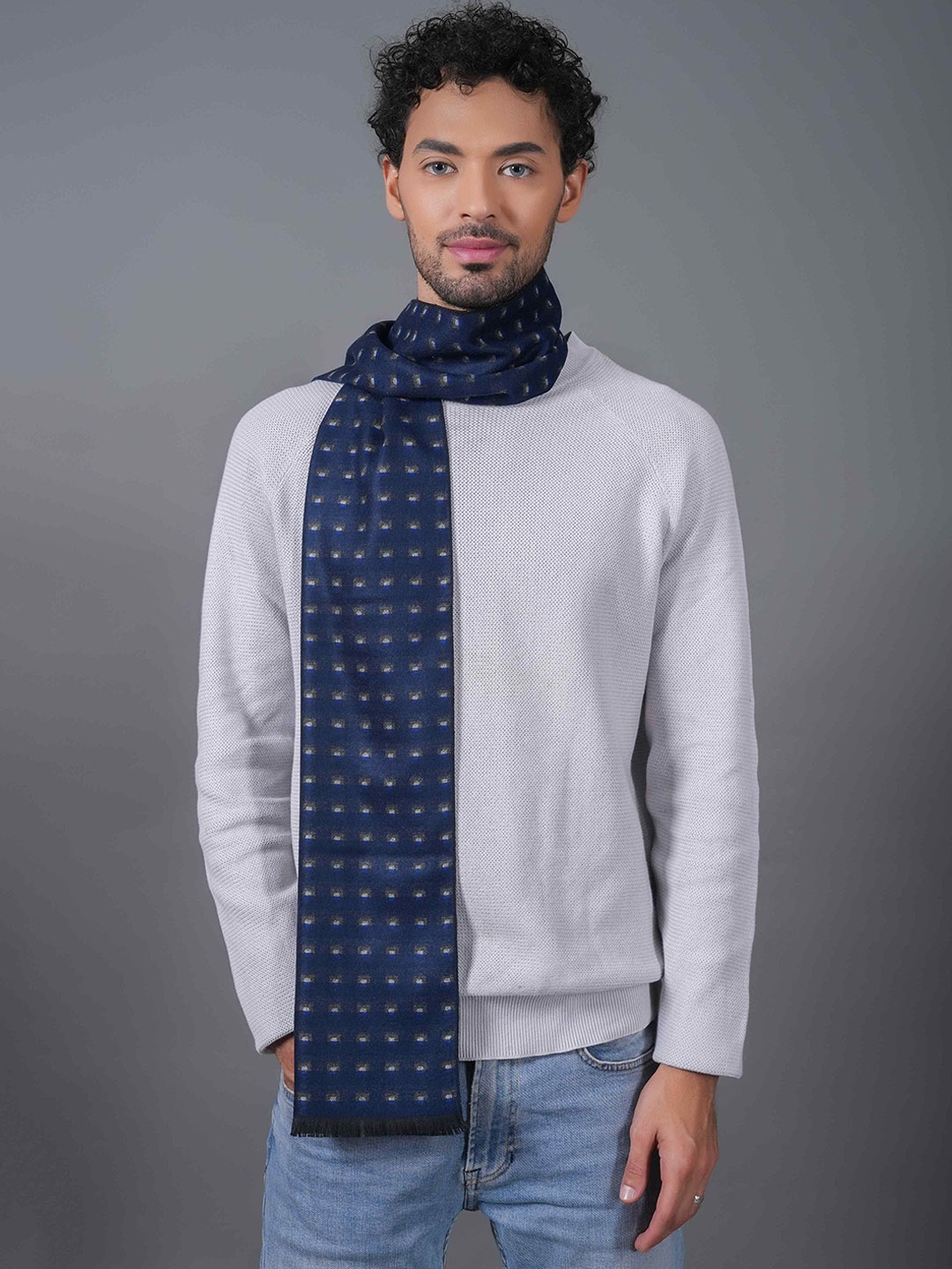 

Tossido Men Self Design Acrylic Mufflers, Blue