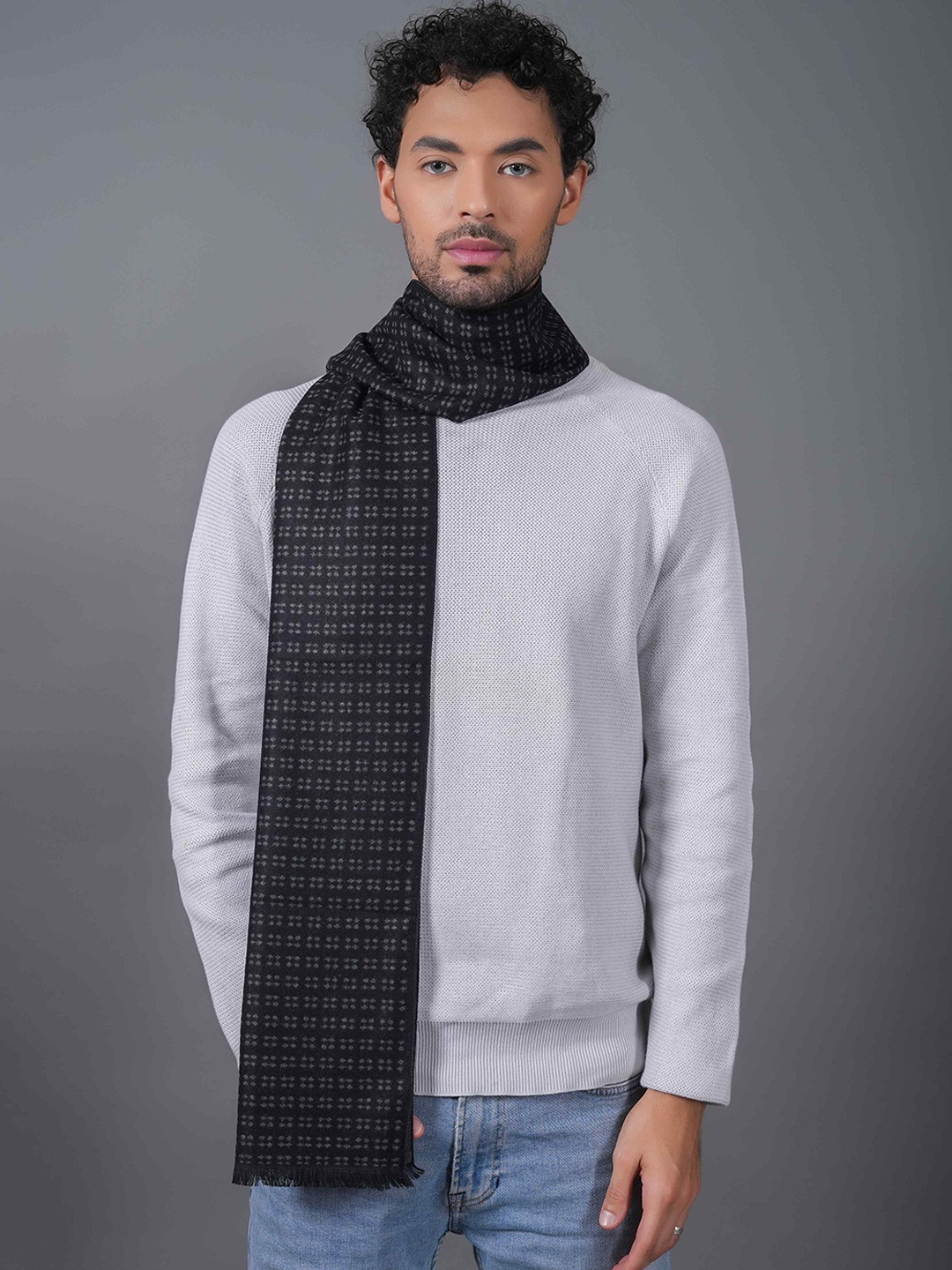 

Tossido Men Self Design Acrylic Mufflers, Black