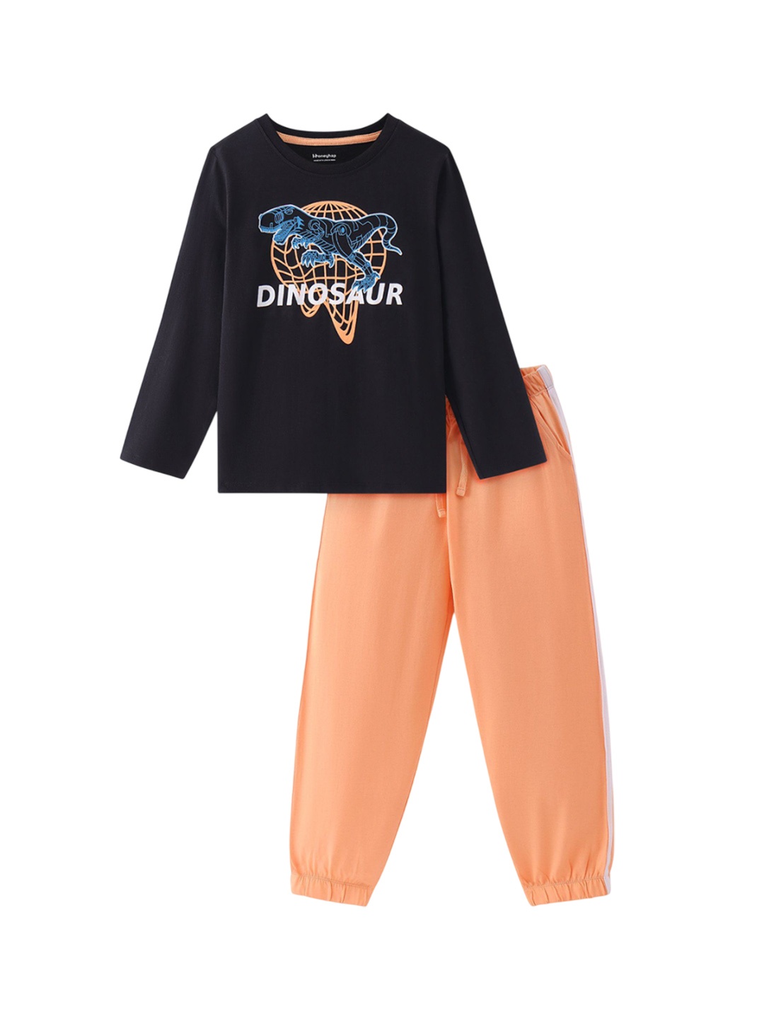 

Honeyhap Boys Printed Pure Cotton Night suit, Black