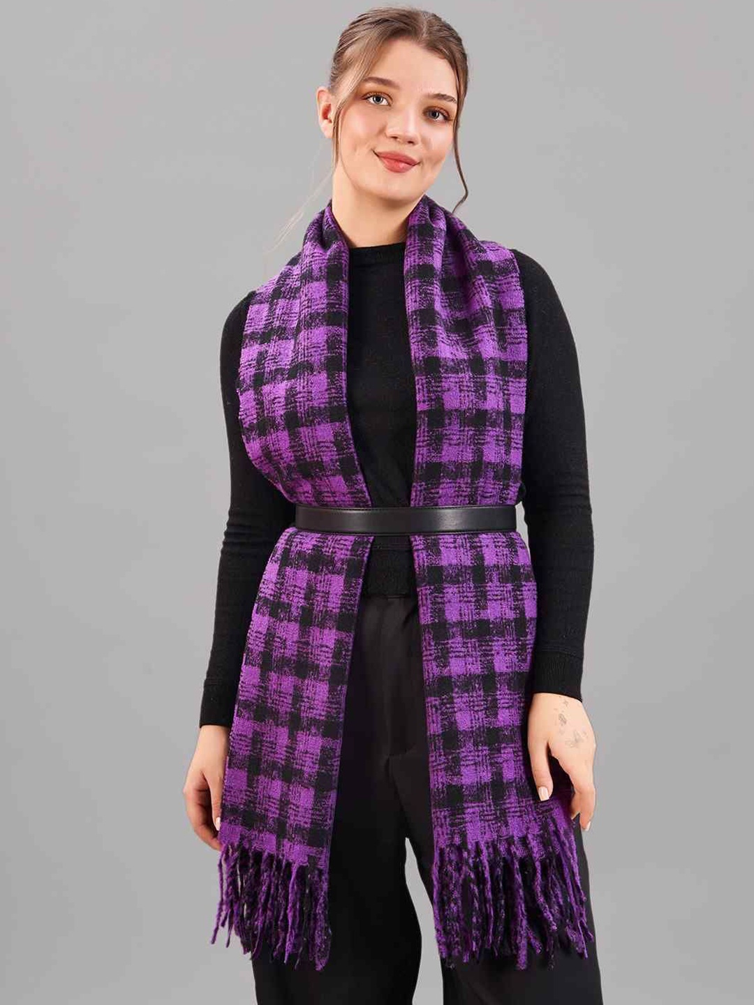 

Tossido Women Checked Acrylic Mufflers, Purple