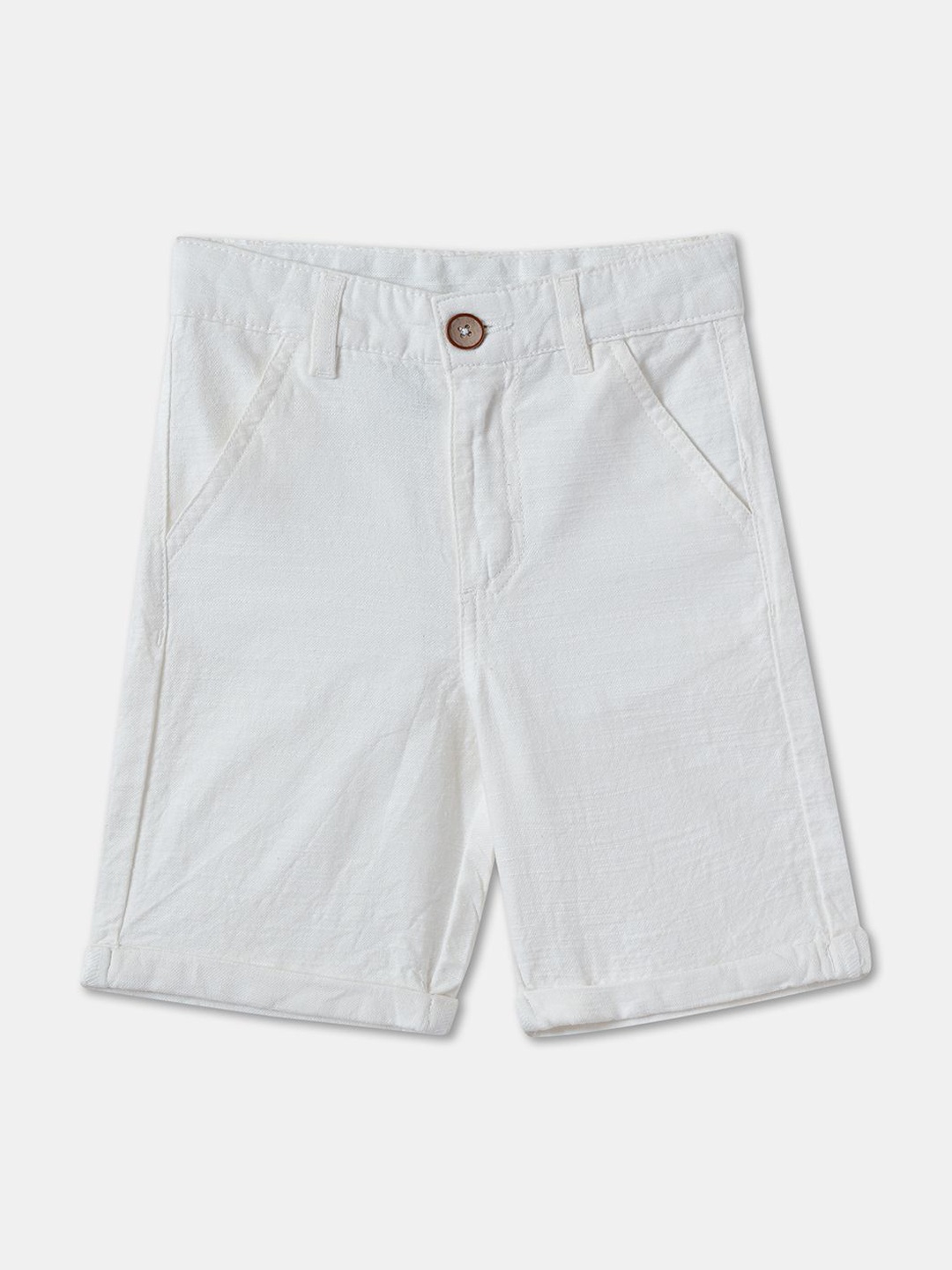 

R&B Boys Cotton Knee Length Shorts, White