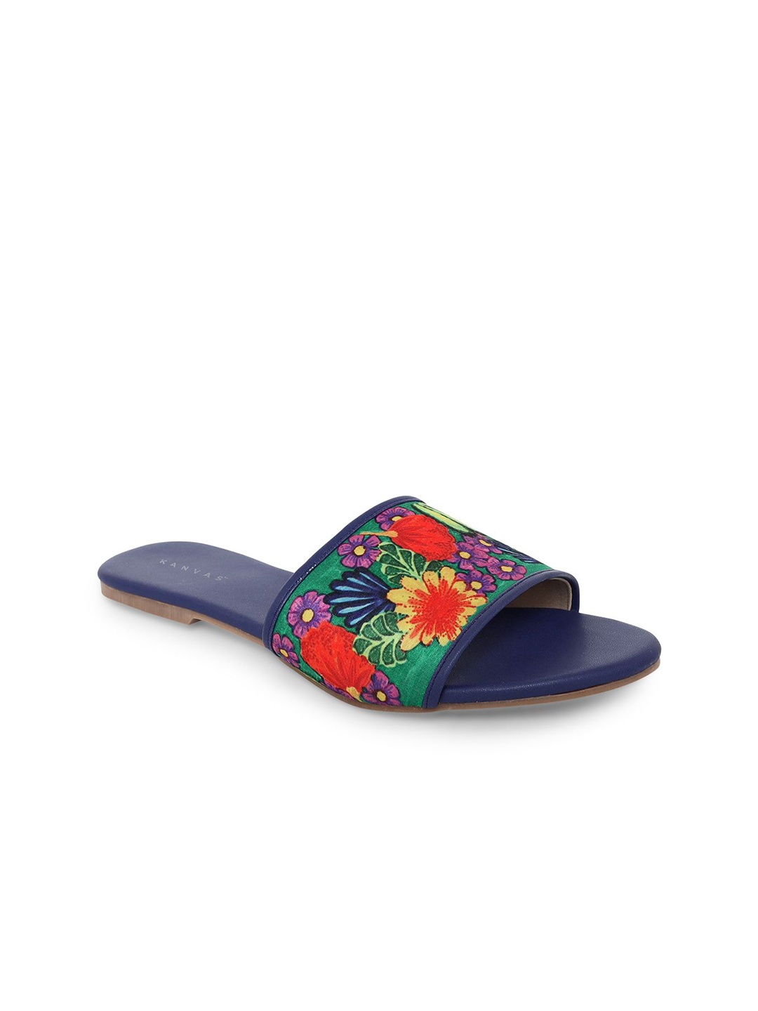 

Kanvas Women Printed Open Toe Flats, Blue