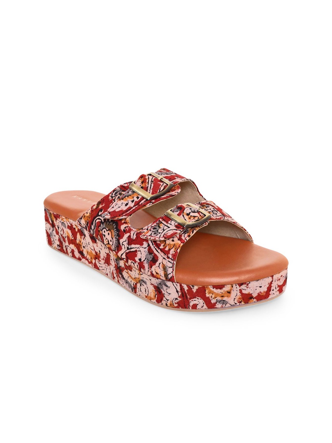 

Kanvas Women Printed Flatform Heel Sandal, Red