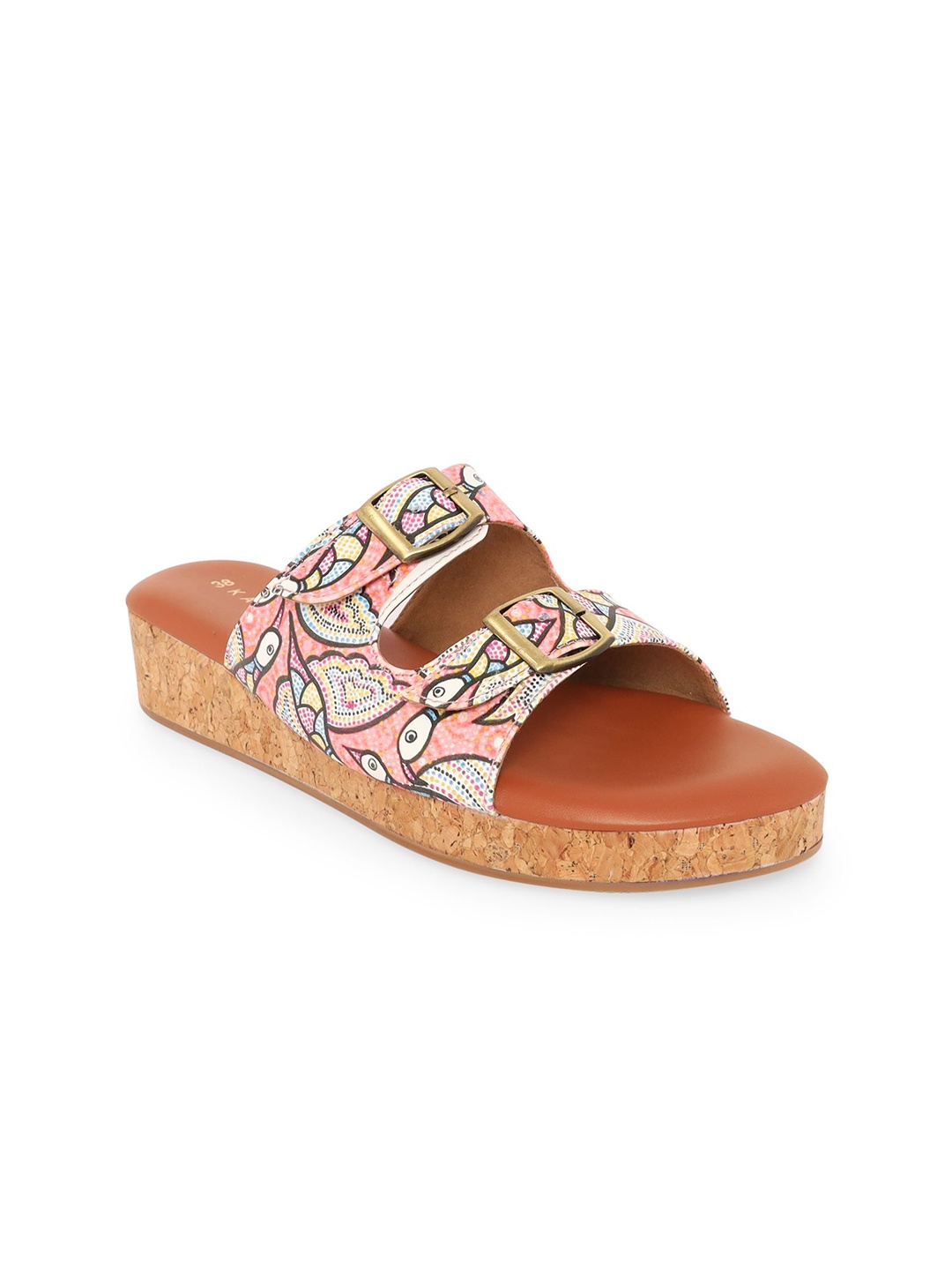 

Kanvas Women Printed Flatform Heel Sandal, Brown