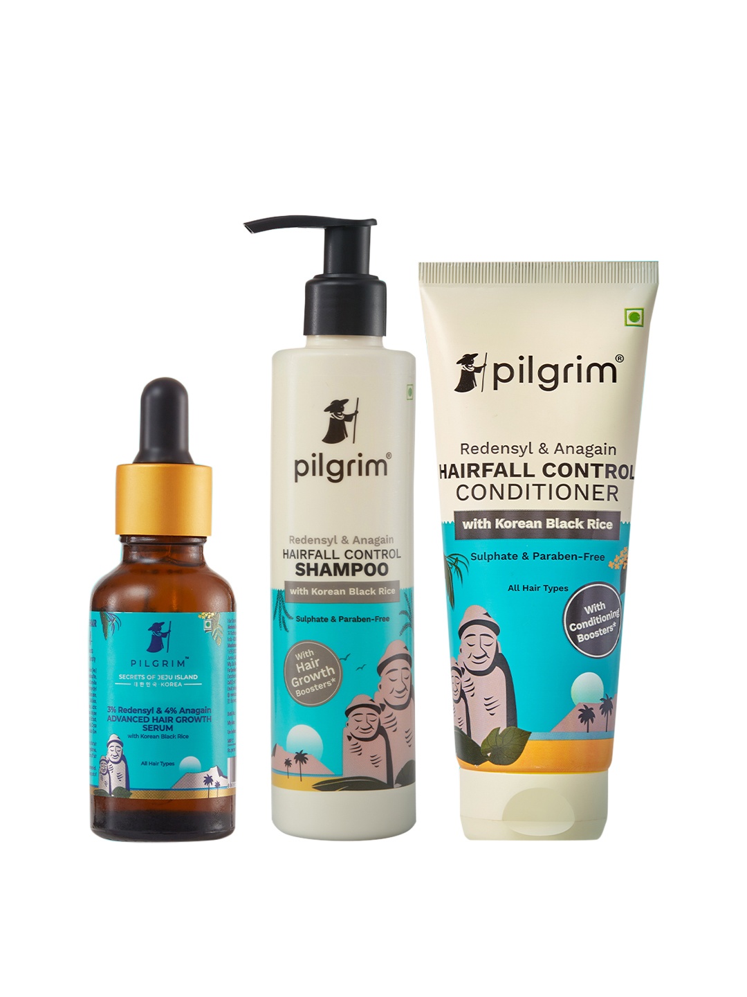 

Pilgrim Redensyl & Anagain Hairfall Control 3-Pc Hair Care Combo, Teal