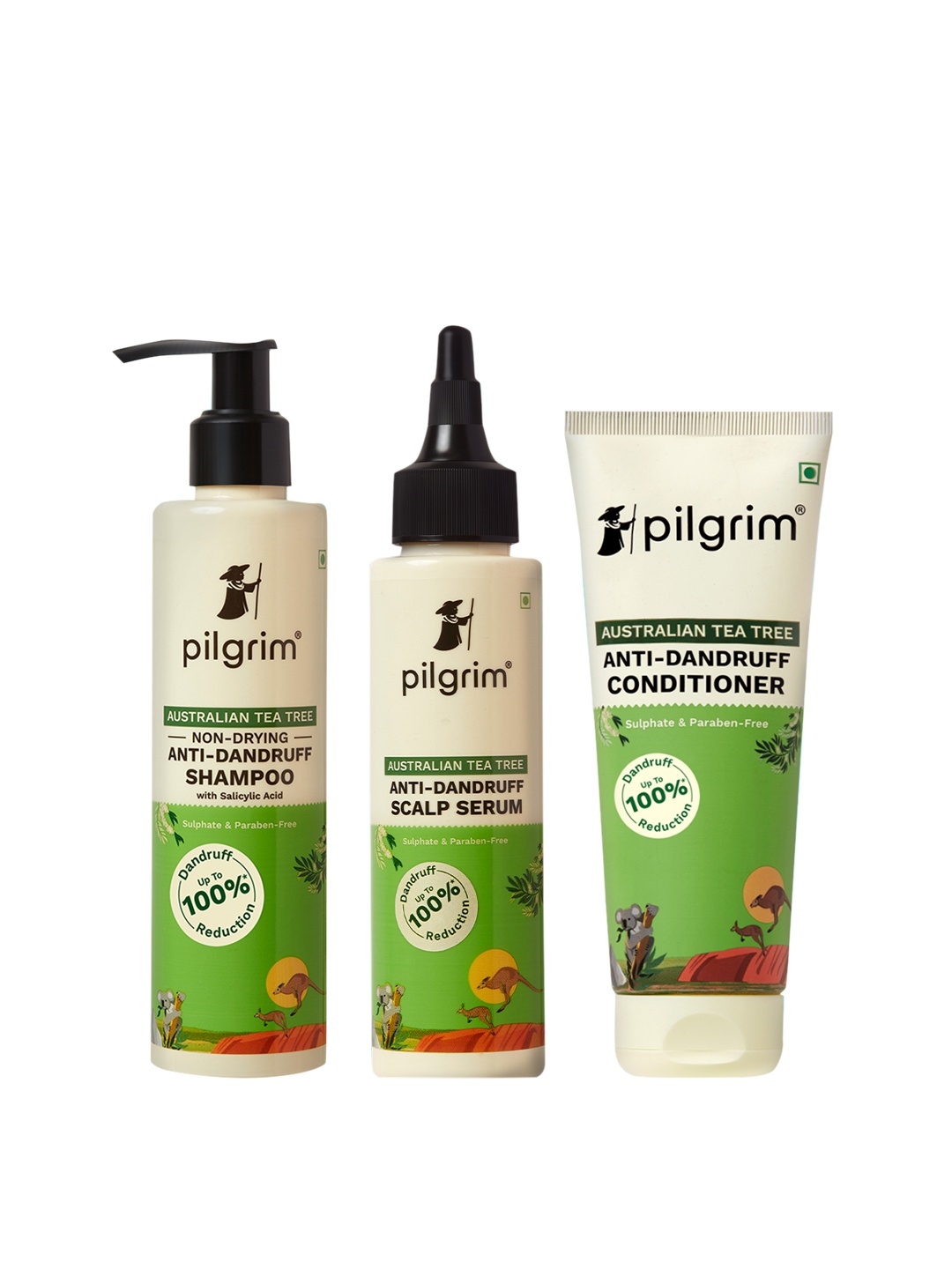 

Pilgrim Australian Tea Tree Anti-Dandruff 3-Pcs Hair Care Combo, Green