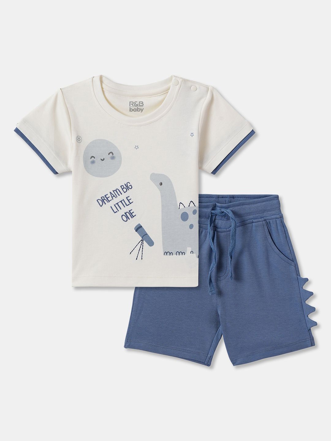 

R&B Boys Printed Pure Cotton T-shirt With Shorts, White