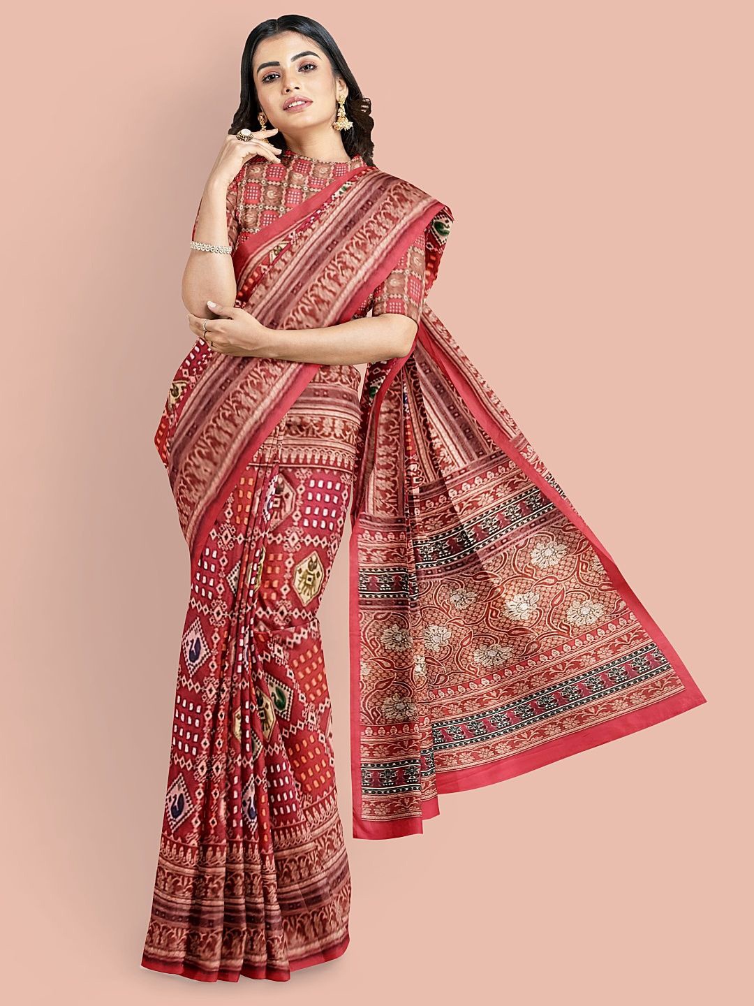 

Avyay Creation Ethnic Motifs Printed Saree, Red