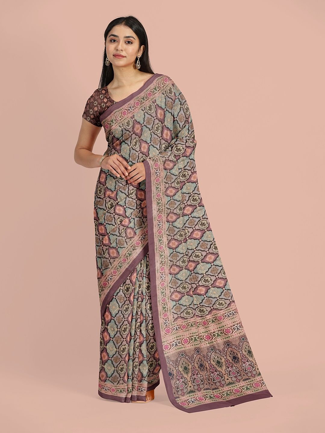 

Avyay Creation Ethnic Motifs Printed Saree, Mauve