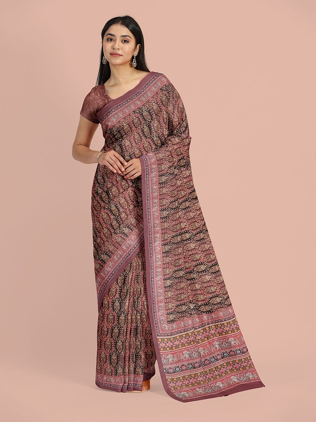 

Avyay Creation Ethnic Motifs Printed Saree, Pink