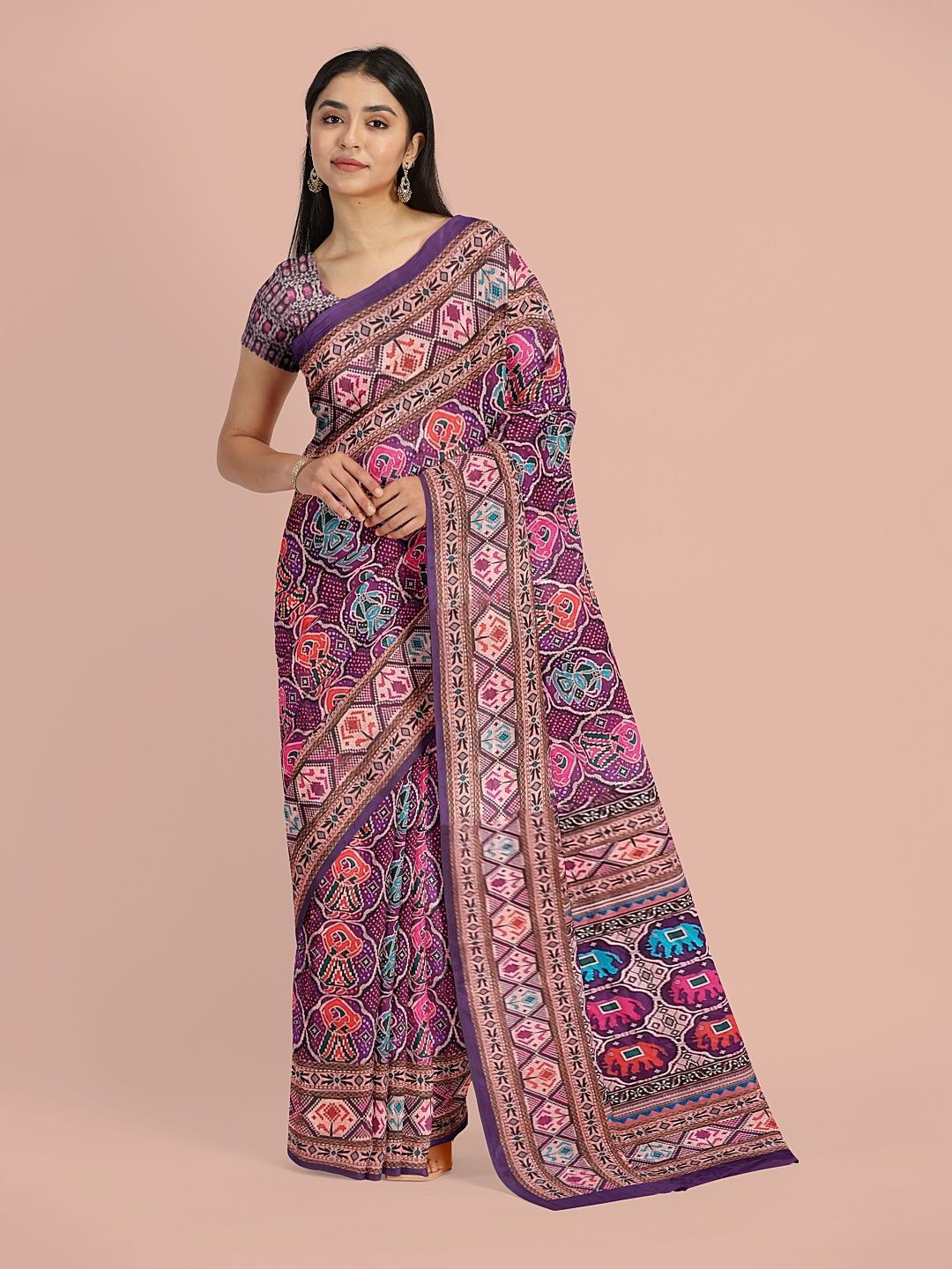 

Avyay Creation Ethnic Motifs Printed Saree, Purple