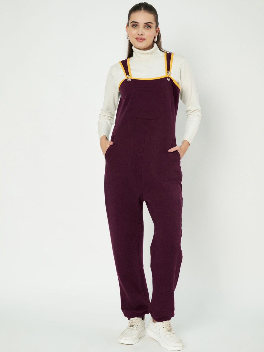 

BRINNS Women Shoulder Straps Dungarees, Burgundy