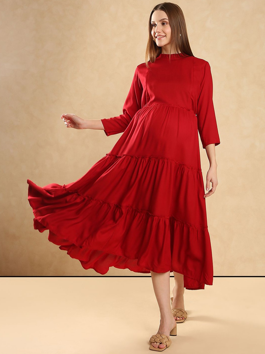 

Aanyor Maternity Fit & Flare Midi Dress, Maroon