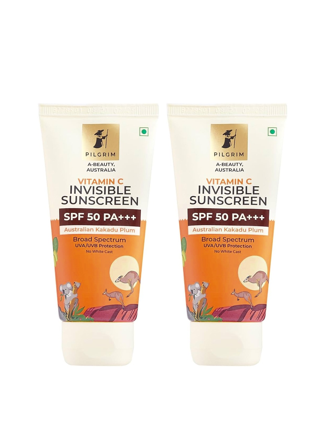 

Pilgrim Set Of 2 Vitamin C SPF50 PA+++ Lightweight Gel Invisible Sunscreen - 45 ml Each, Orange