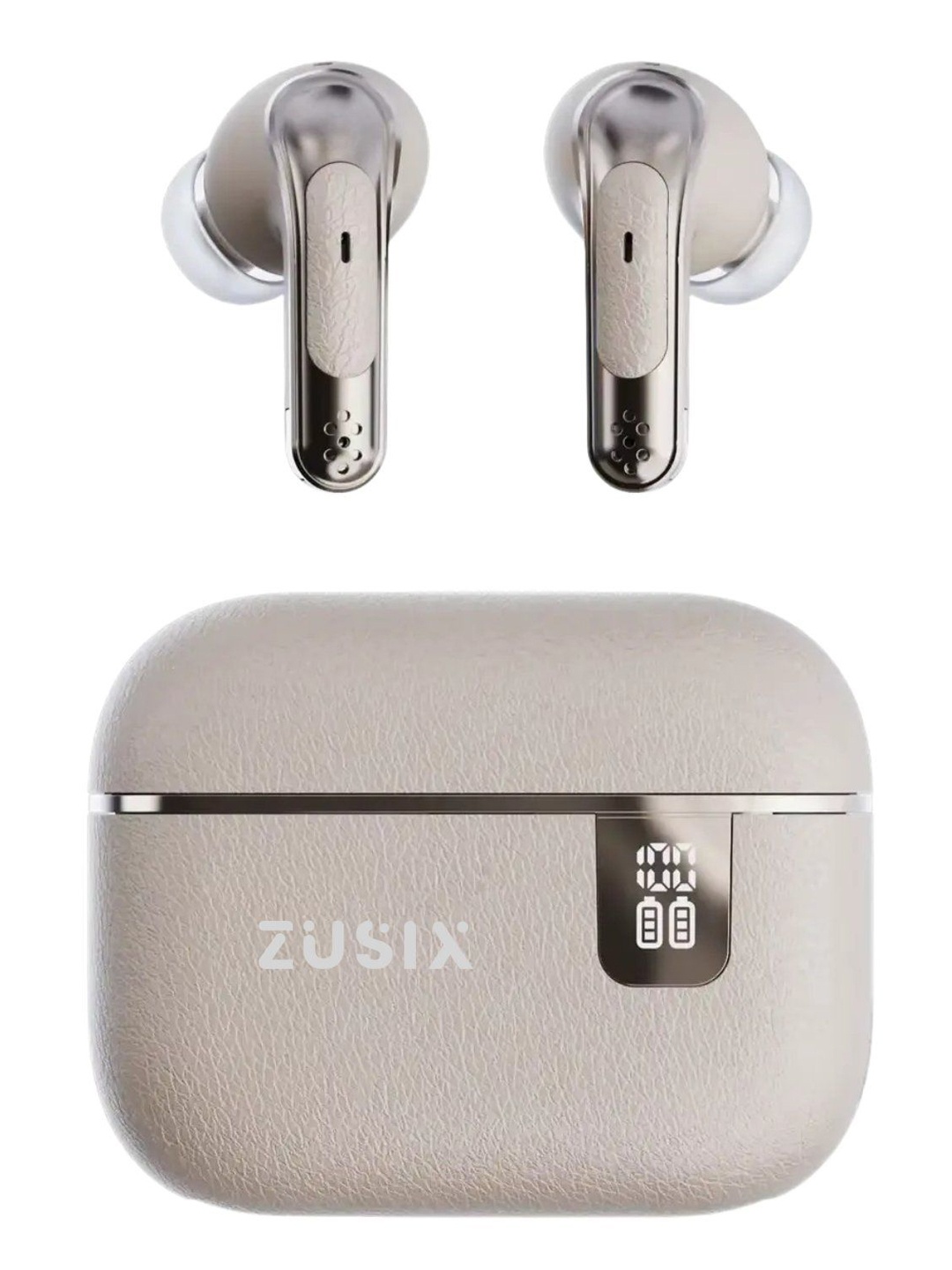 

zusix AuroPods 310 Truly Wireless Earbuds With Digital Display & Deep Base, Beige