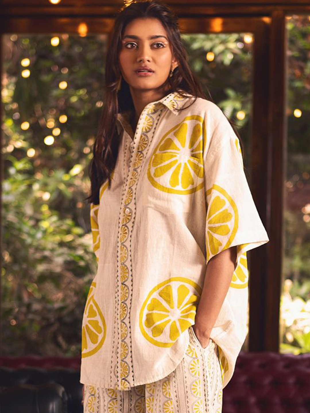 

Akashi Clothing Printed Cotton Shirt Style Top, White