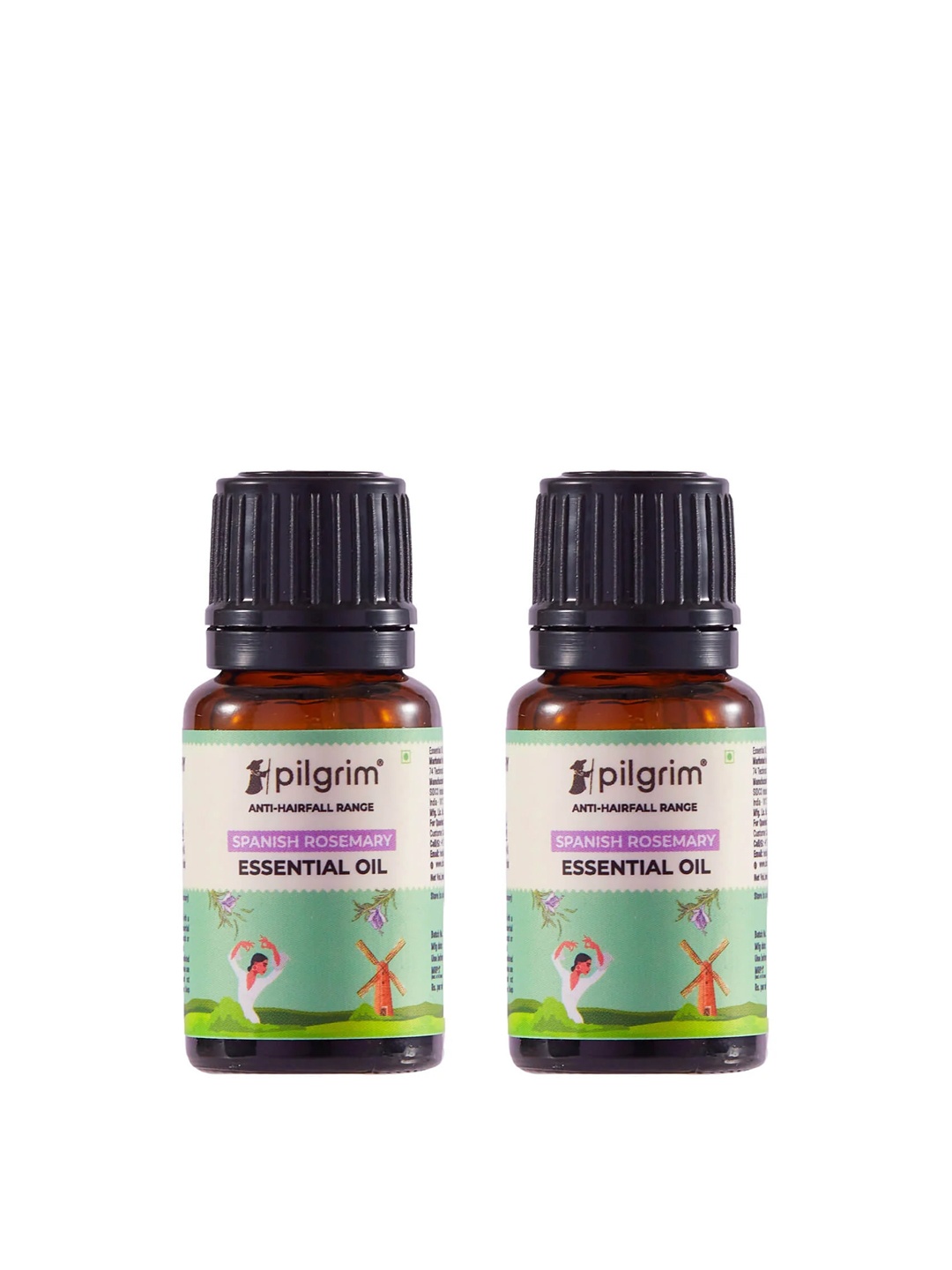 

Pilgrim Set Of 2 Anti Hairfall Range Spanish Rosemary Essential Oil - 10ml Each, Green