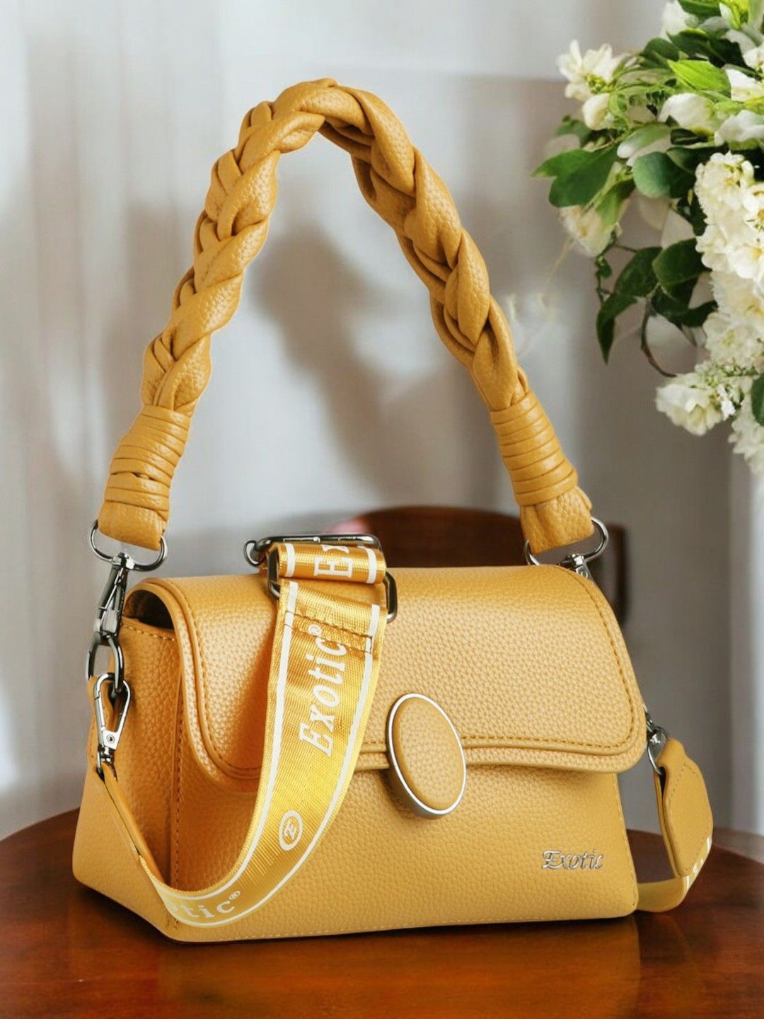 

Exotic Women Textured Crossbody Sling Bag, Mustard