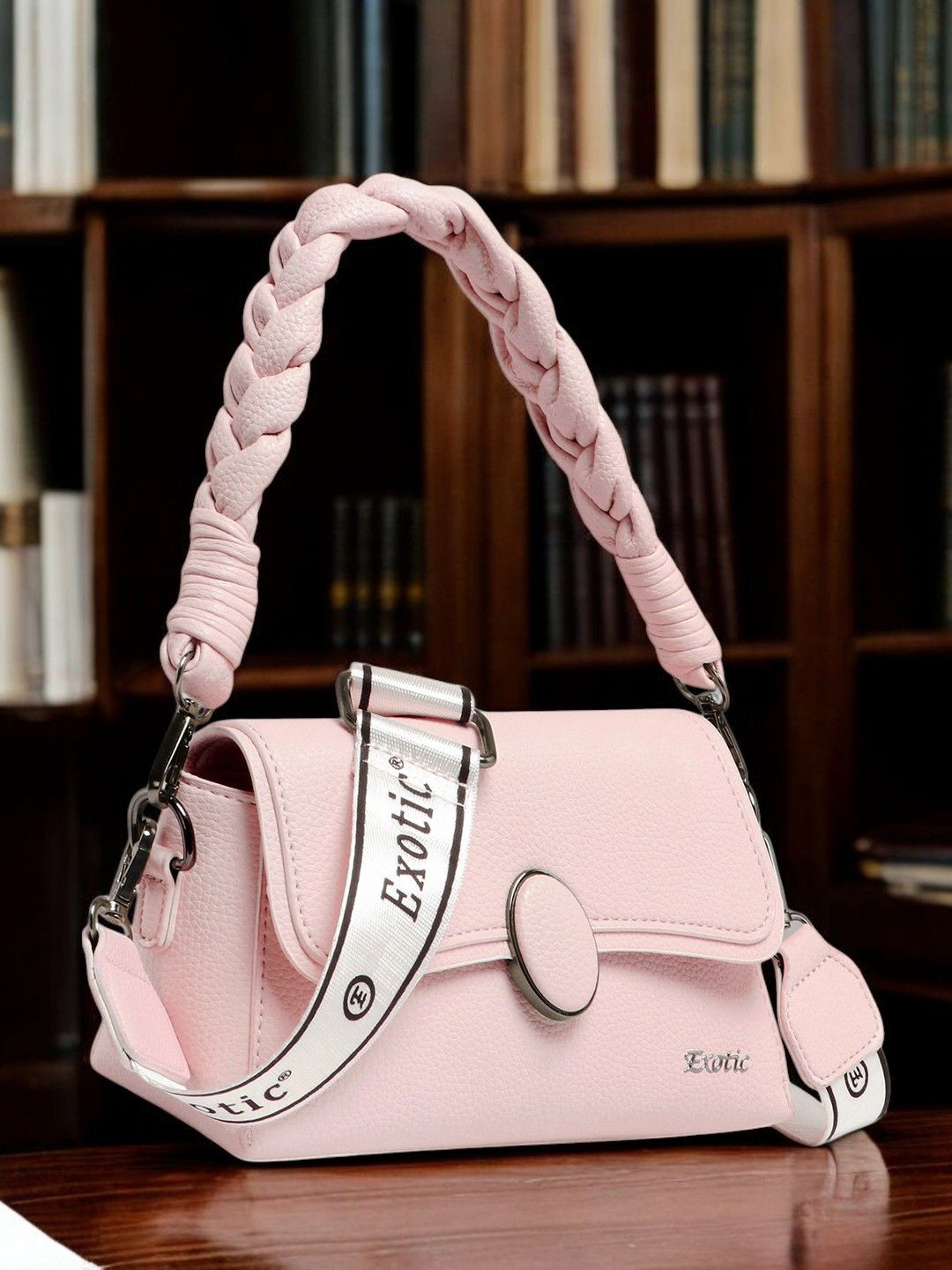 

Exotic Women Solid Crossbody Leather Sling Bag, Peach