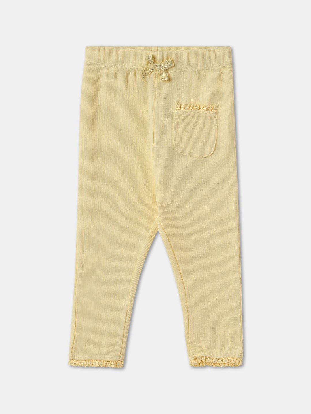 

R&B Girls Solid Mid-Rise Track Pants, Yellow