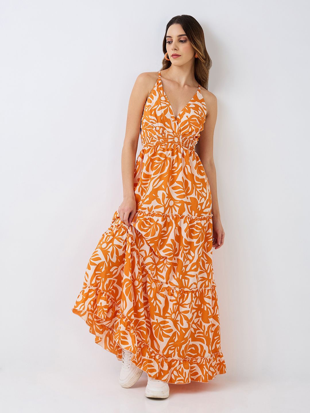 

HERE&NOW Abstract Printed Maxi Dress, Orange