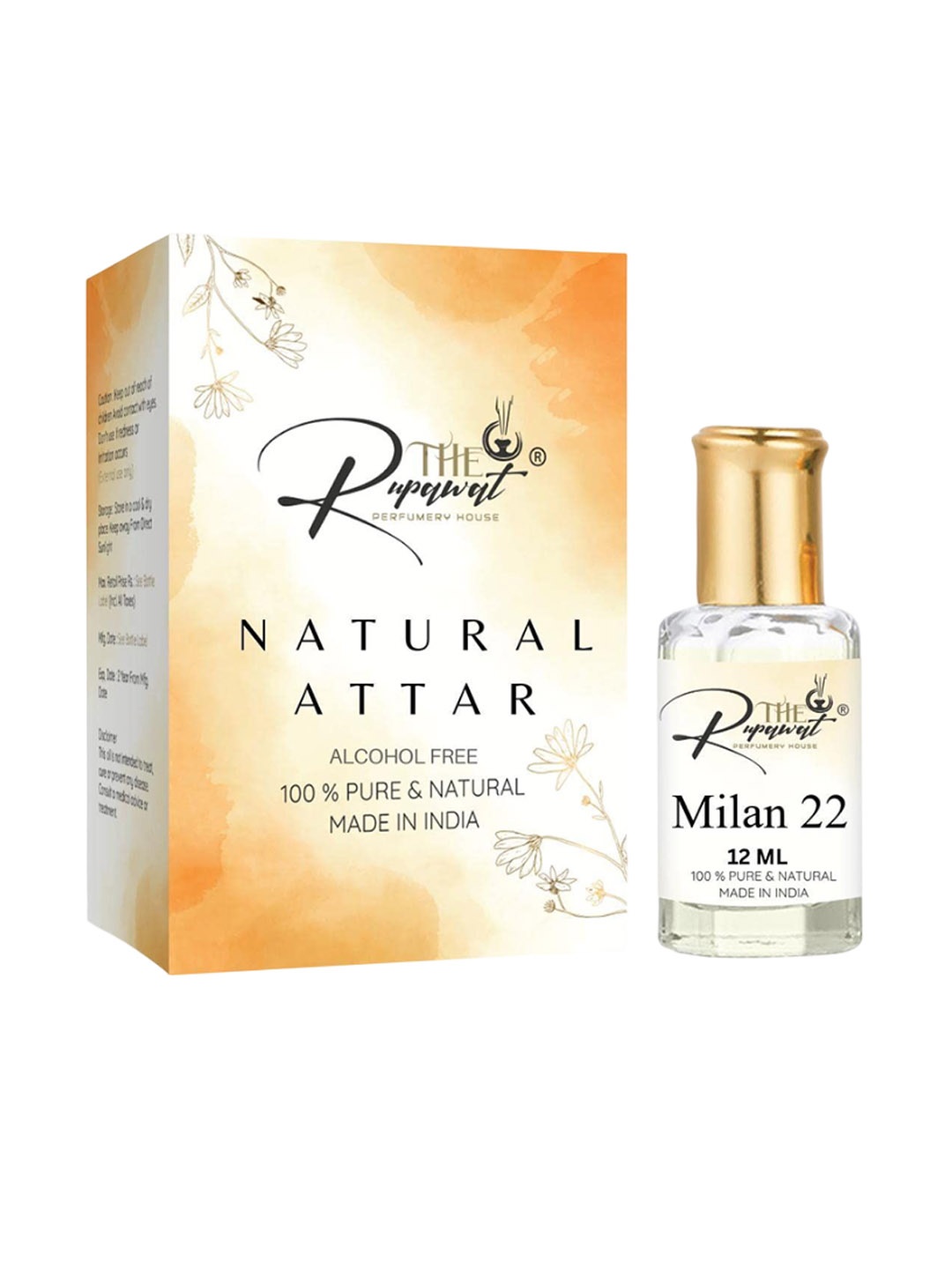 

THE RUPAWAT Perfumery House Milan 22 Natural & Alcohol-Free Attar - 12 ml, Transparent