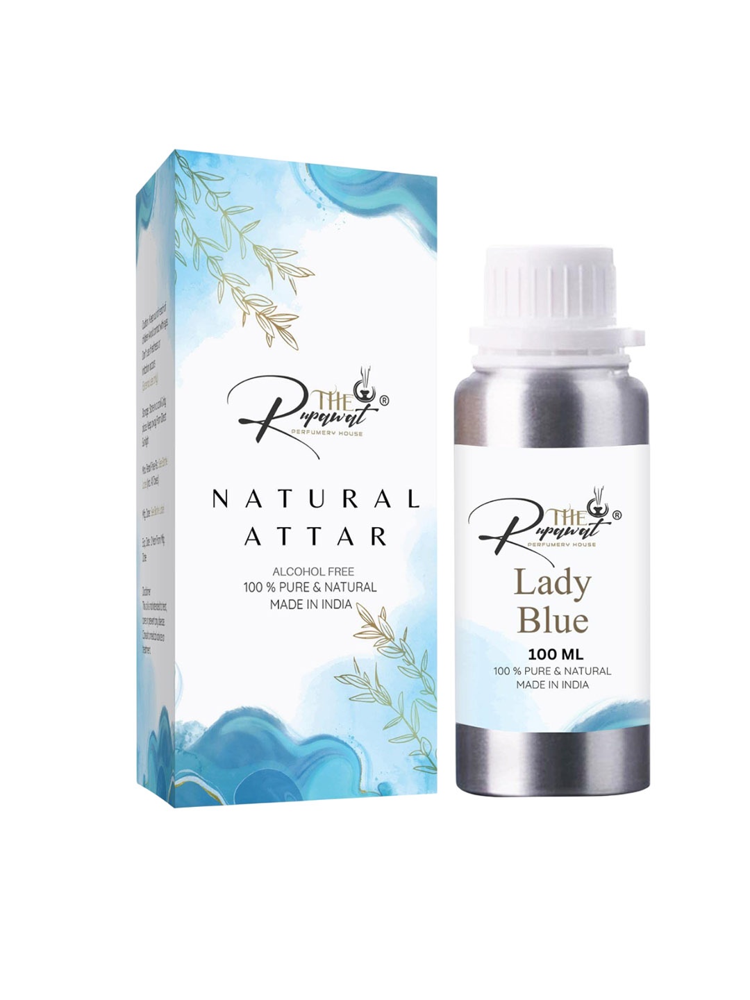 

THE RUPAWAT Perfumery House Lady Blue Natural & Alcohol-Free Attar - 100 ml, Transparent