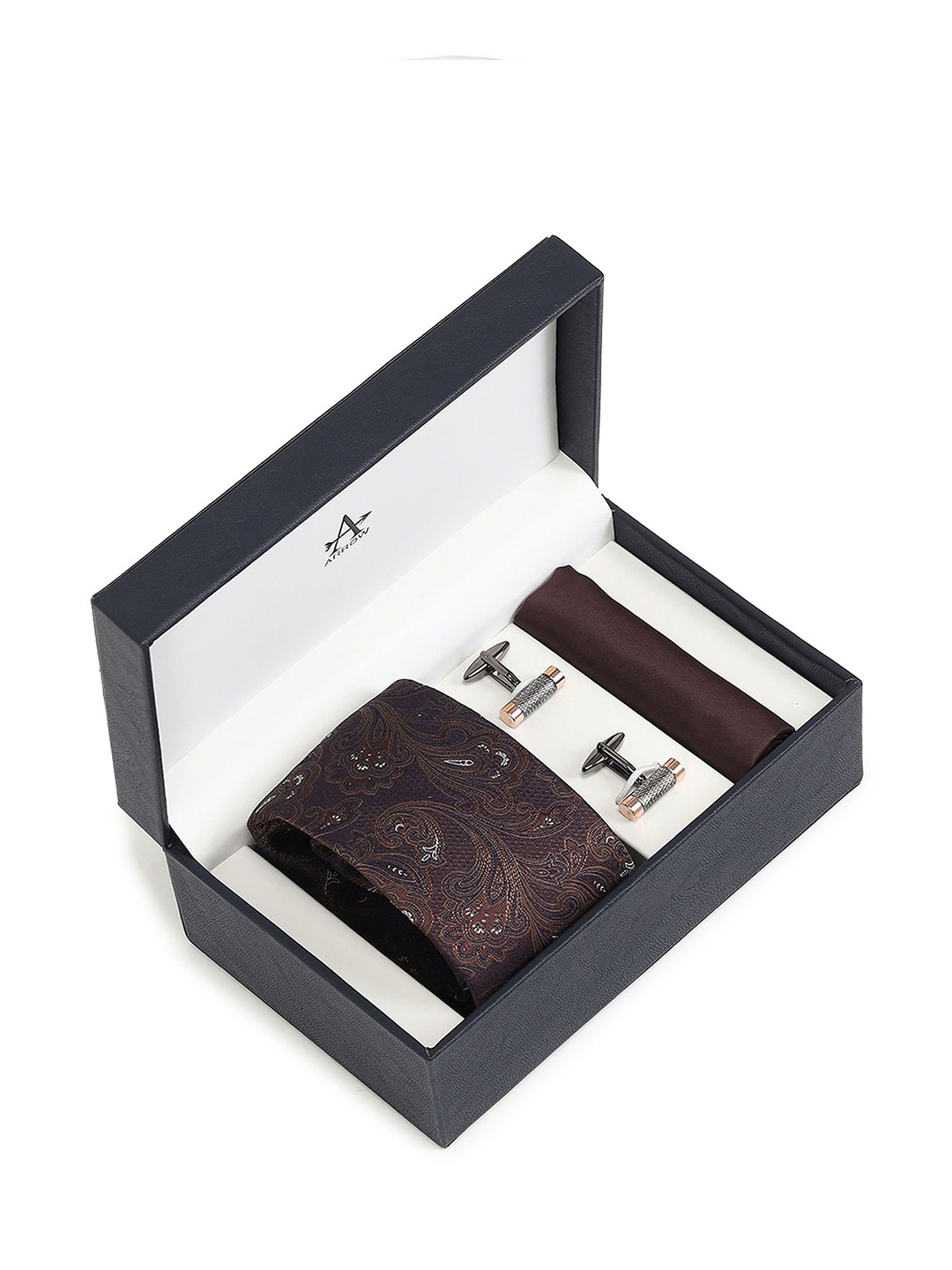 

Arrow Men Accessory Gift Set of Tie, Cufflinks, Pocket Square, Brown