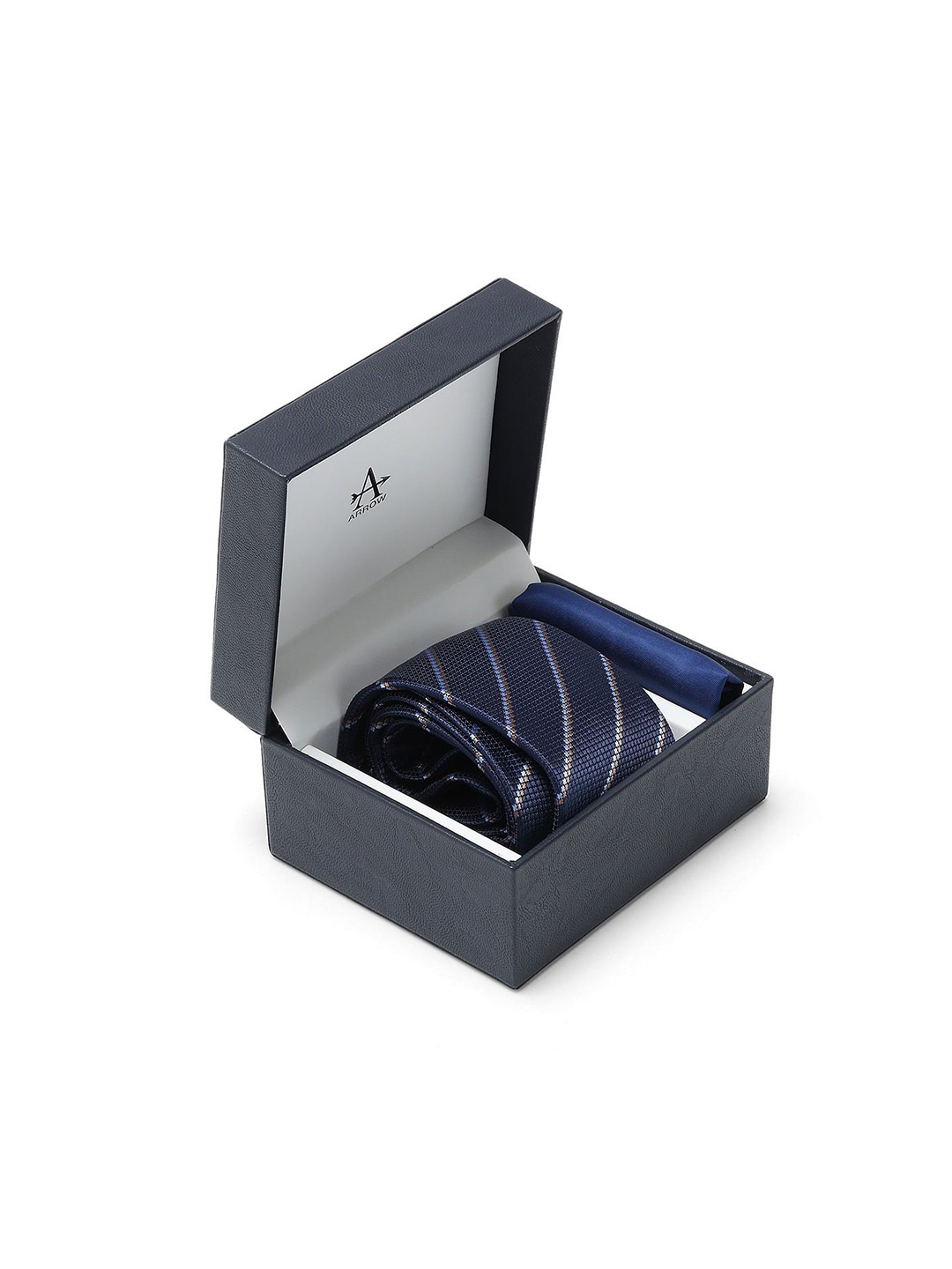 

Arrow Men Accessory Gift Set of Tie and Pocket Square, Navy blue