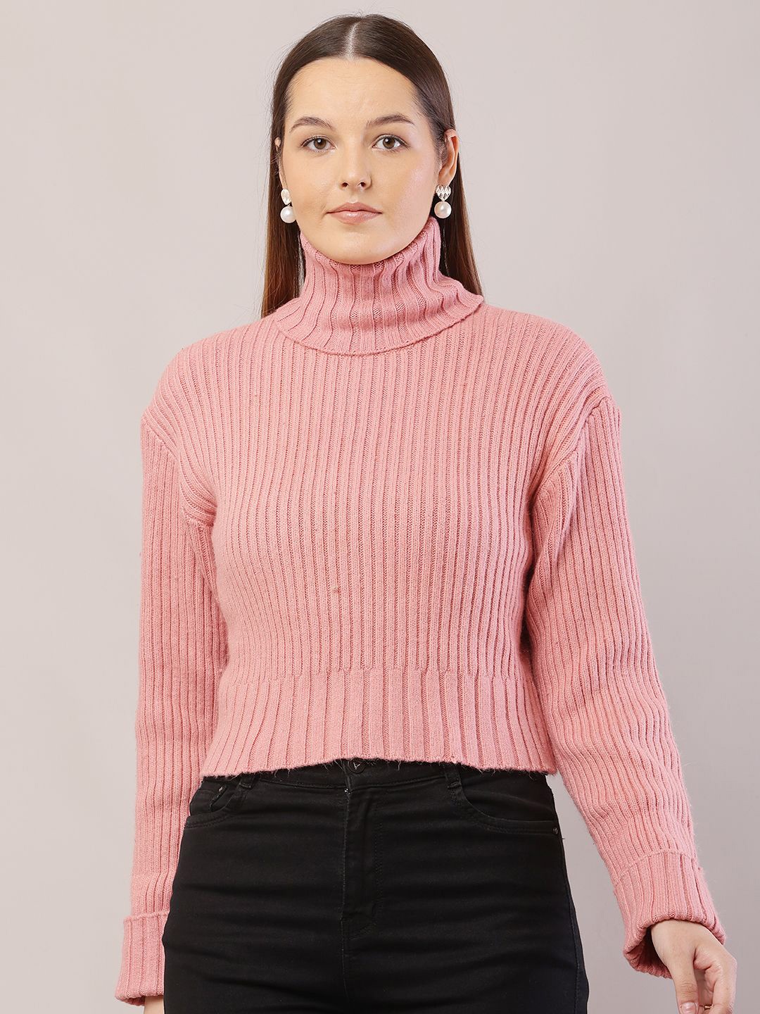 

NoBarr Women Ribbed Pullover Sweaters, Peach