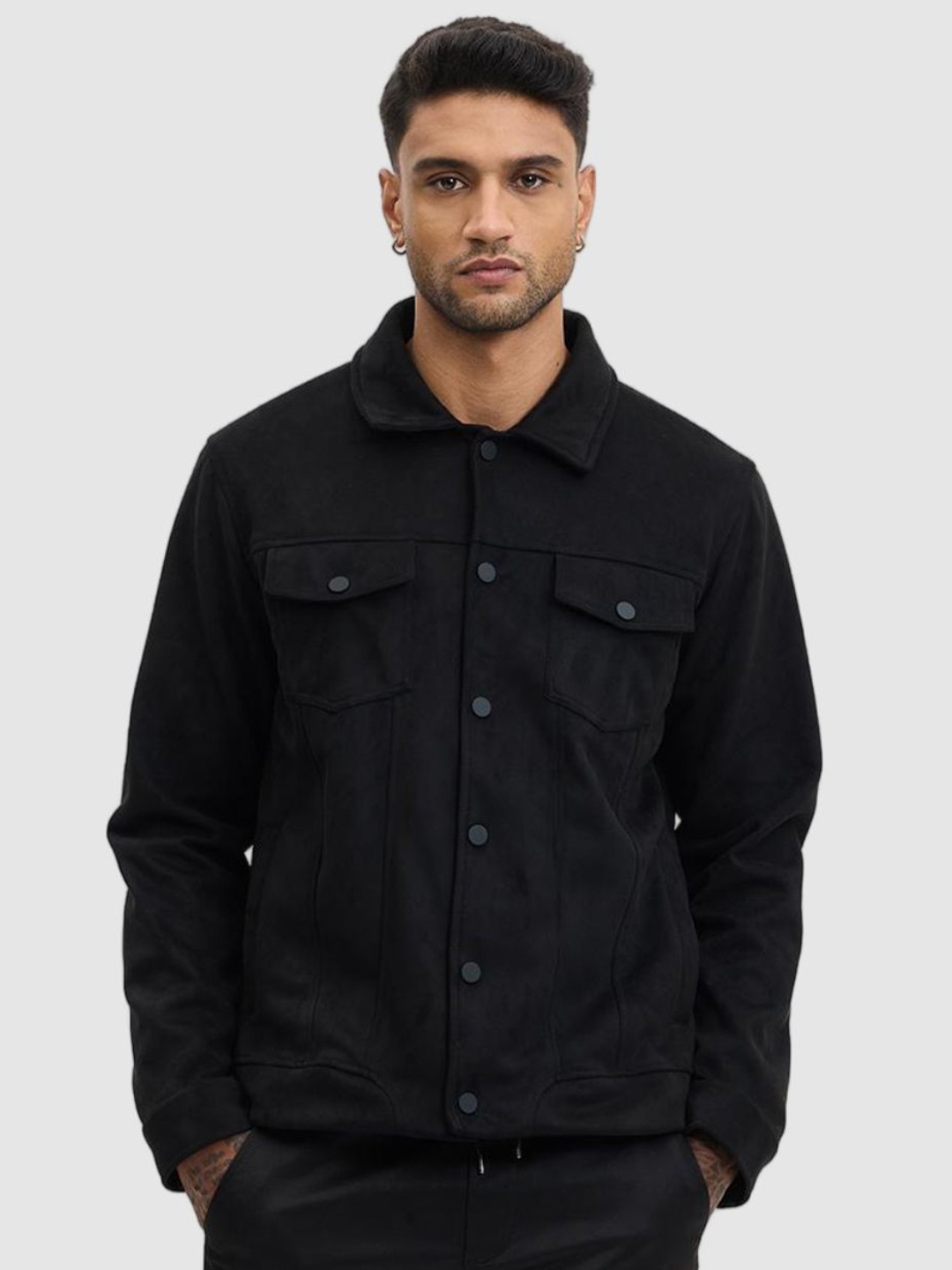 

Snitch Men Open Front Jacket, Black