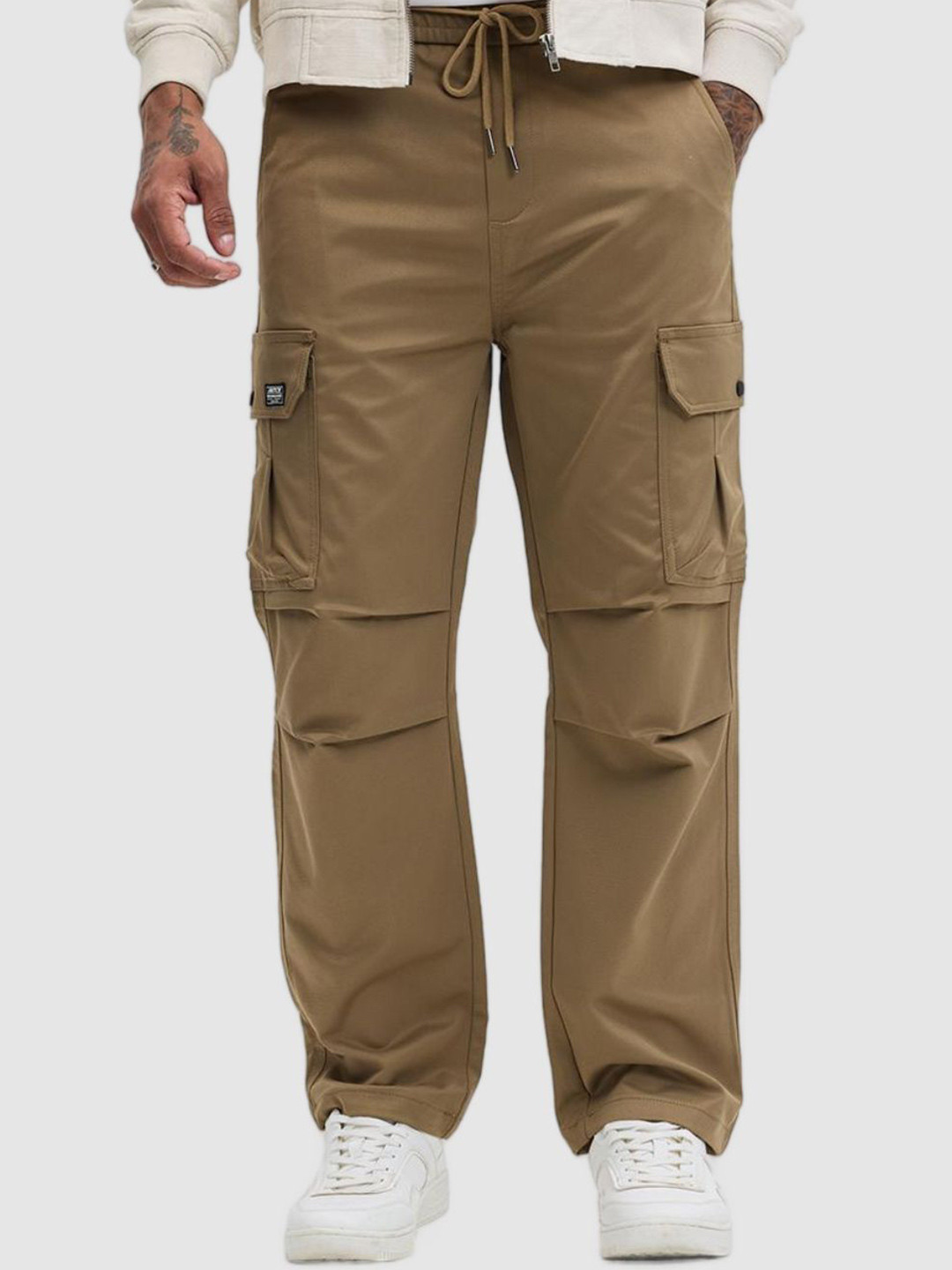 

Snitch Men Brown Smart Slim Fit Regular Fit Cargo Trousers