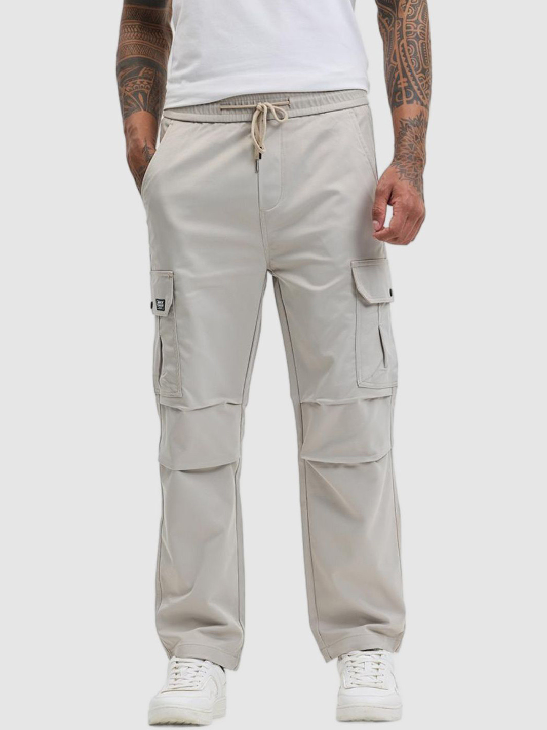 

Snitch Men Grey Smart Mid-Rise Regular Fit Cargo Trousers
