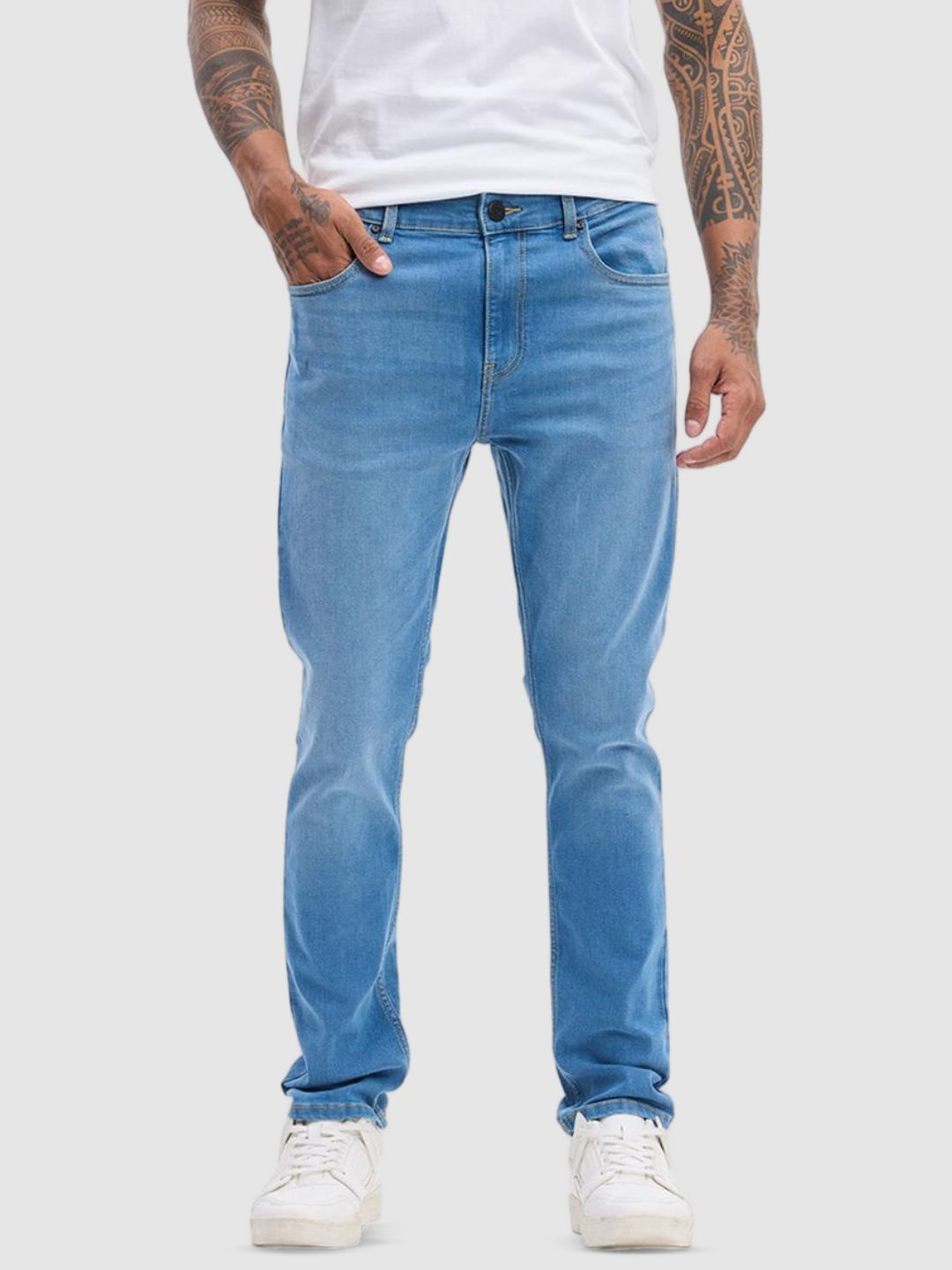

Snitch Urban Slim Fit Mid-Rise Heavy Fade Clean Look Stretchable Cotton Jeans, Blue