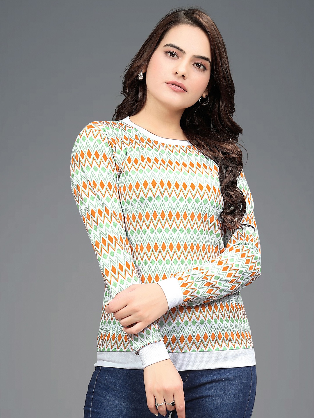 

VGHCFASHION Abstract Printed Round Neck Woollen Casual T-shirt, Mustard