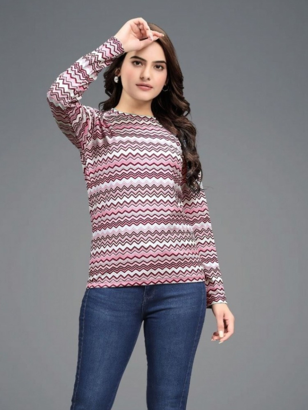 

VGHCFASHION Abstract Printed Round Neck Woollen Casual T-shirt, Red