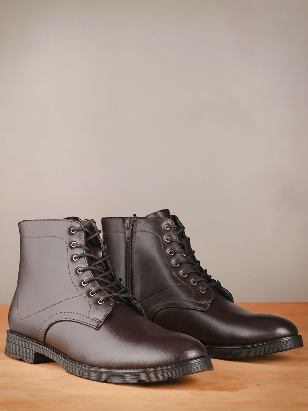 

The Roadster Lifestyle Co. Men Brown Round Toe Regular Boots