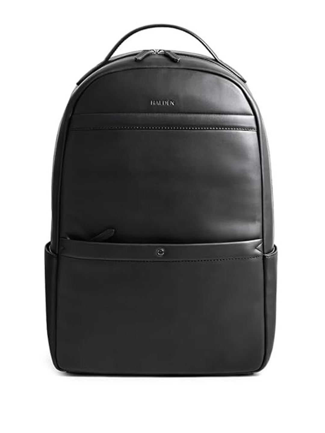 

HALDEN ROSTER Backpack for Laptop 14.3", Padded Straps Vegan Leather Trolley Strap, Black